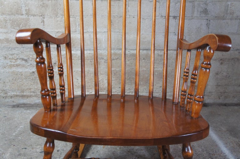 Early American Country Maple Spindle Rocking Chair Farmhouse Rocker ...