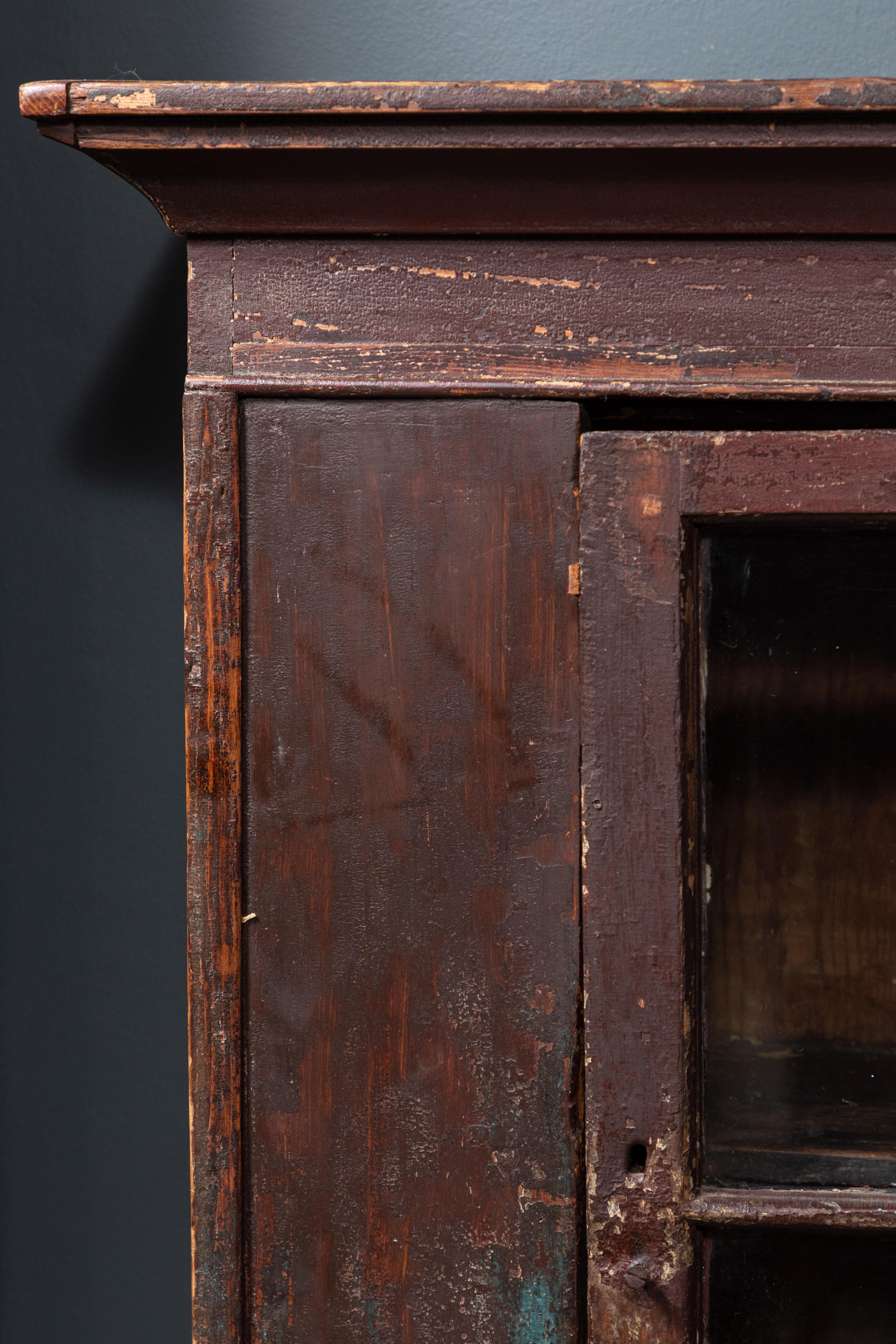 wood hutch with glass doors