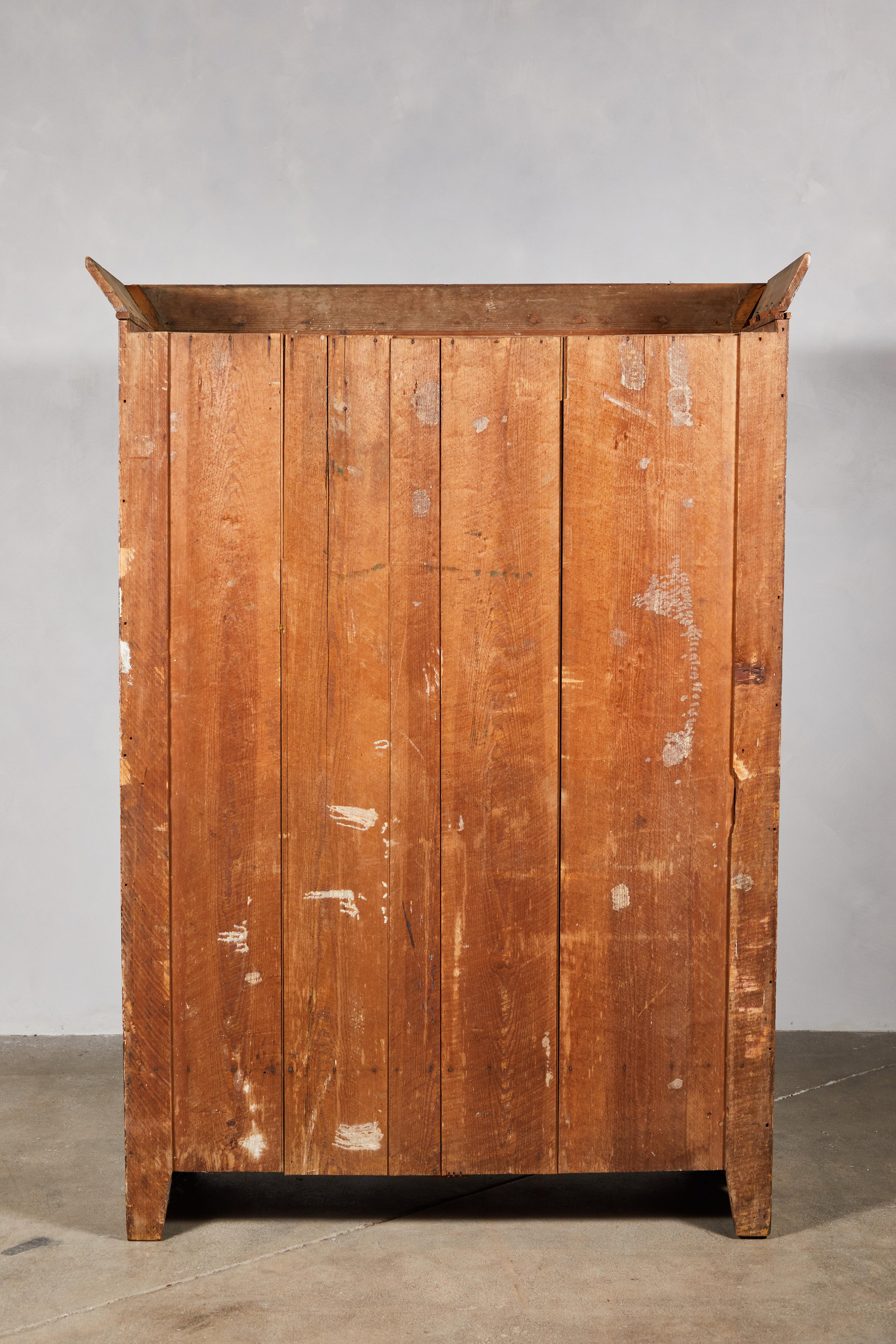 Fir Early American Distressed Stained Armoire