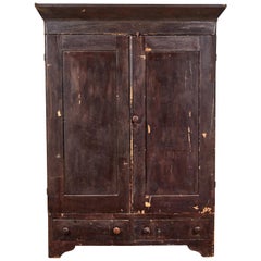 Antique Early American Distressed Stained Armoire