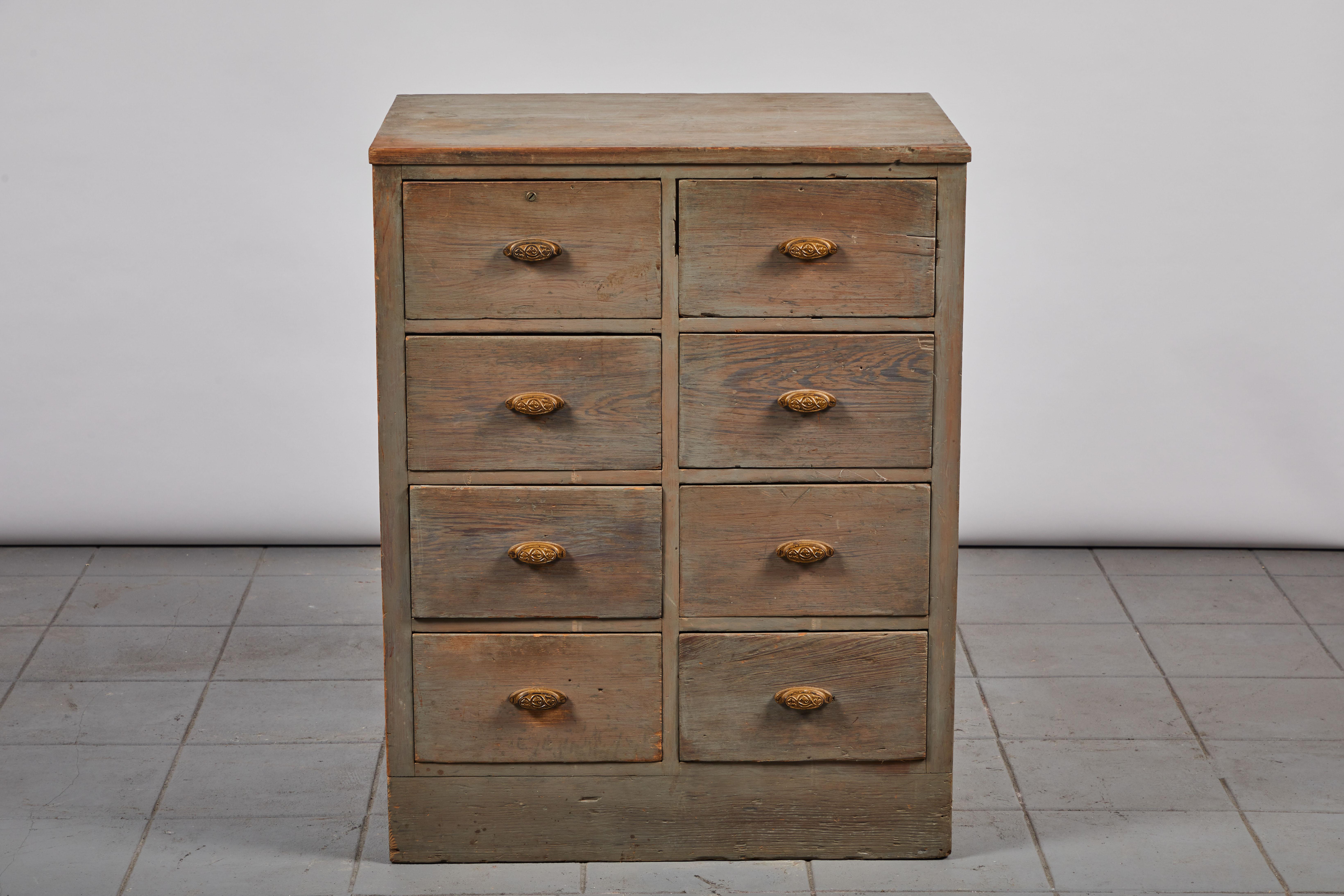 Early American eight-drawer painted dresser, with original hardware.