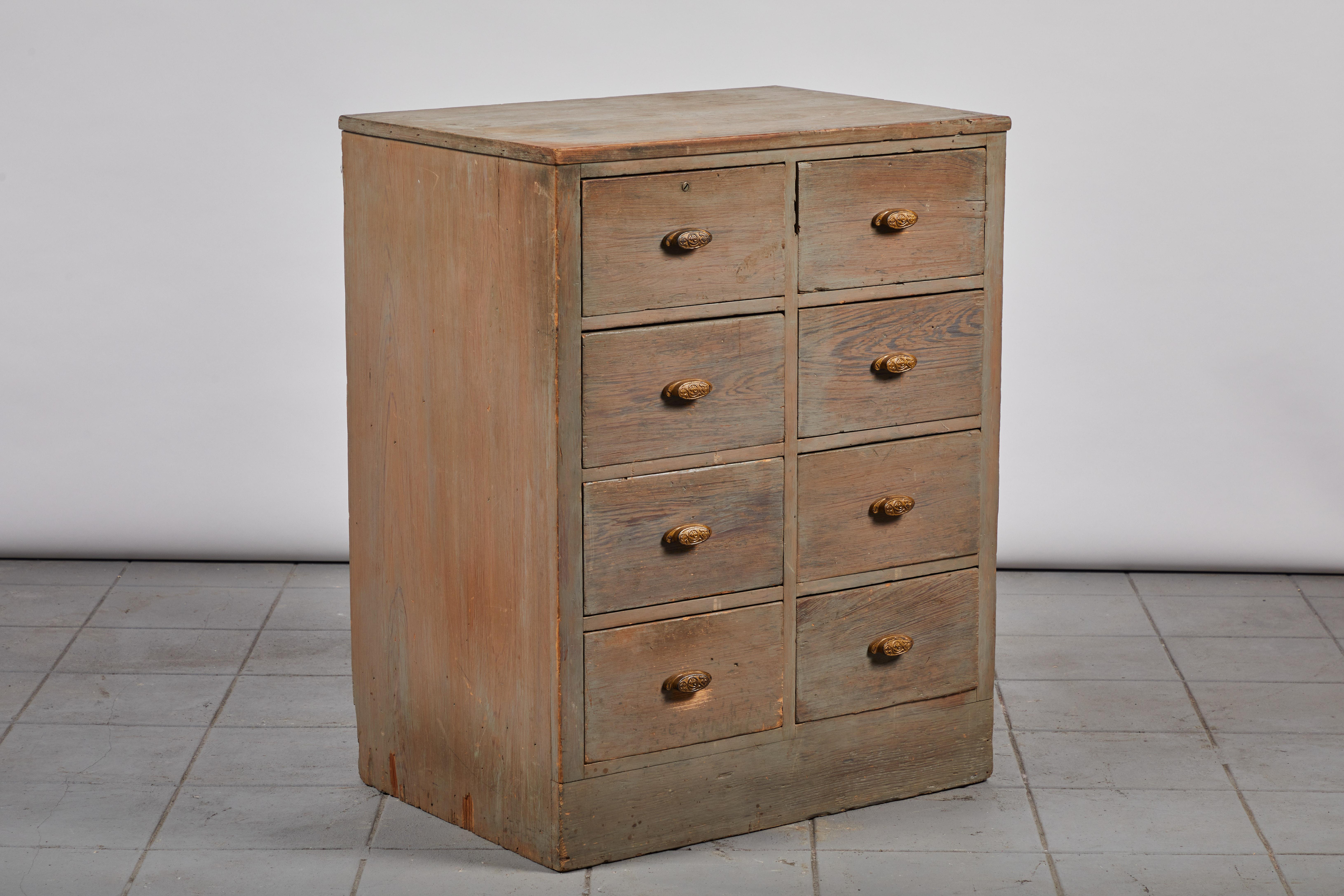 Wood Early American Eight-Drawer Painted Dresser
