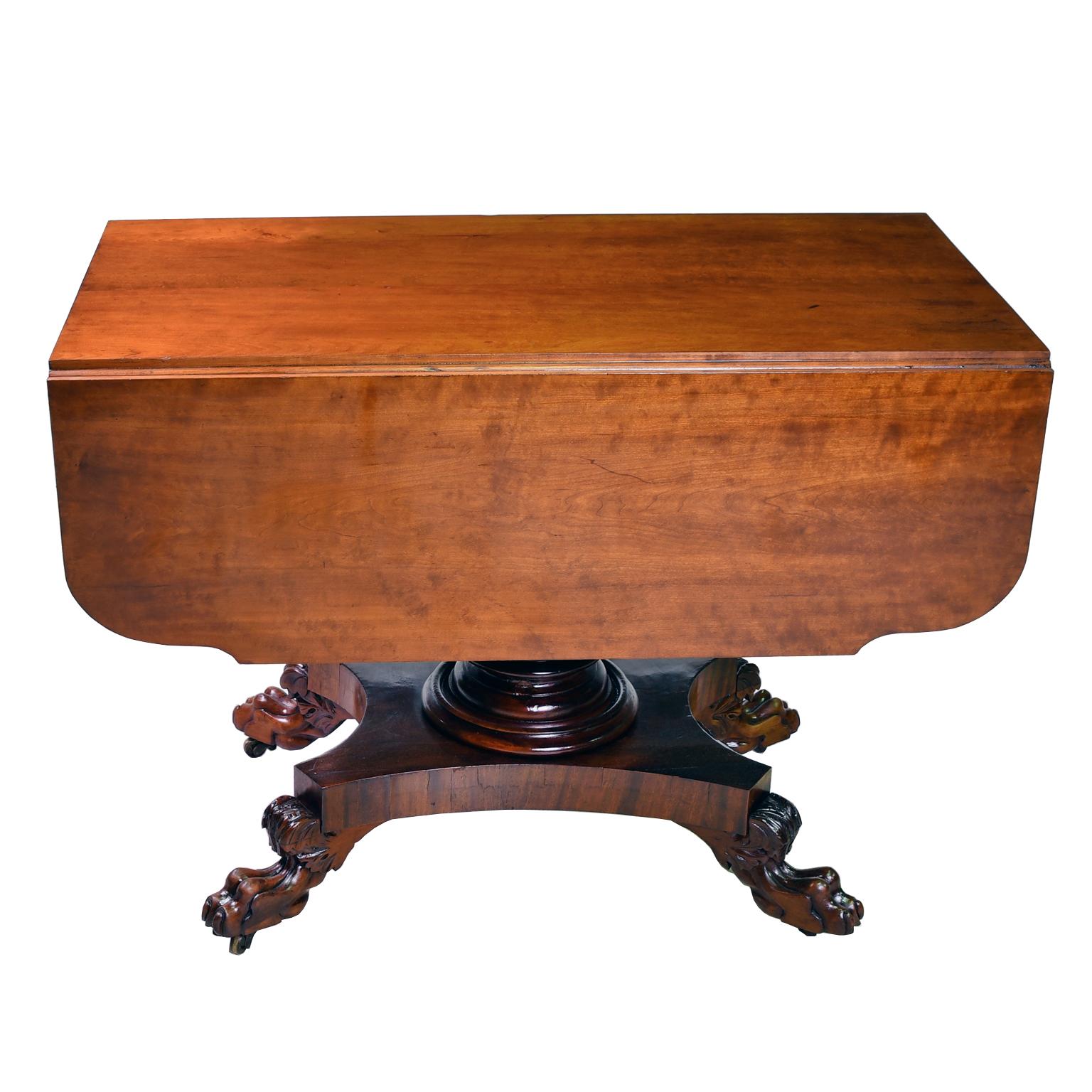 19th Century Early American Empire Drop-Leaf/ Pembroke Table in West Indies Mahogany, c. 1830 For Sale
