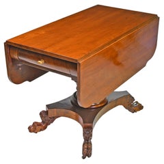 Antique Early American Empire Drop-Leaf/ Pembroke Table in West Indies Mahogany, c. 1830