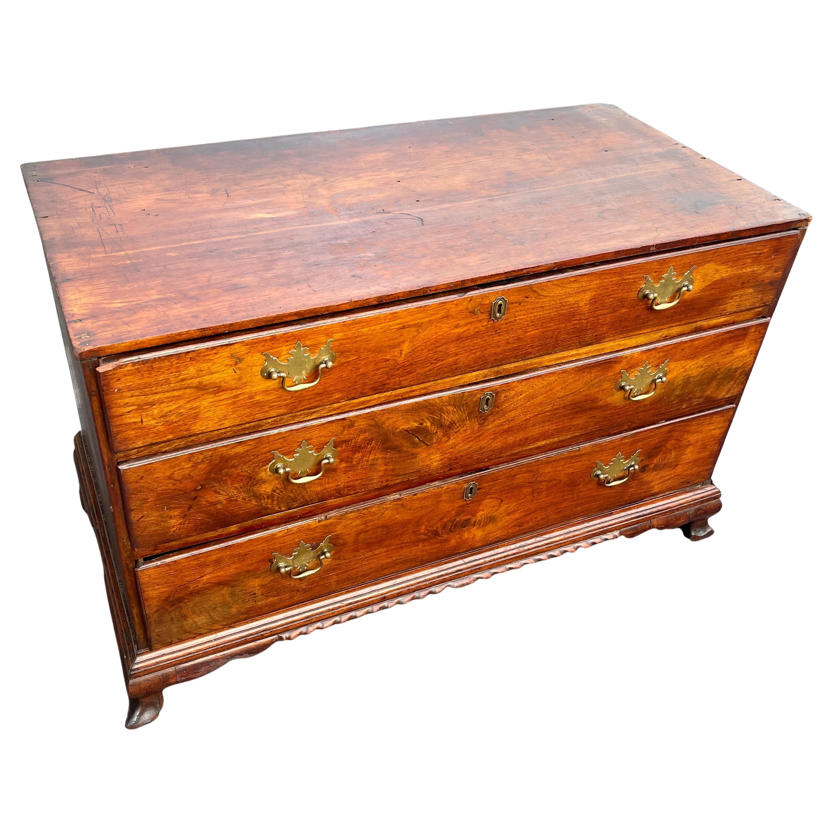 Brass Early American Federal Chest of Drawers