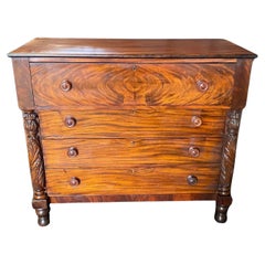 Antique  Early American Federal Chest of Drawers in Bookmatched Mahogany
