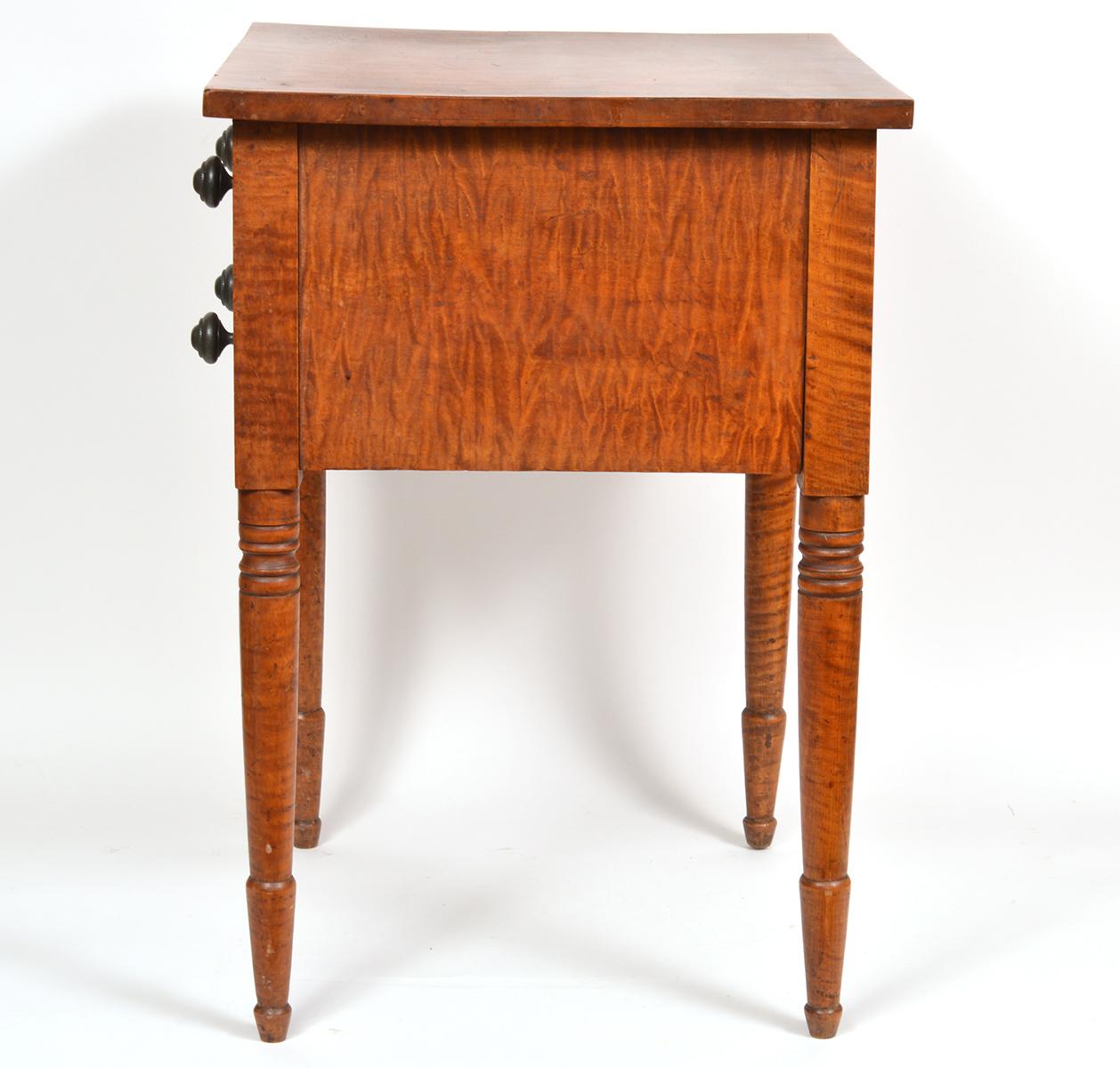Early American Federal Two-Drawer Tiger Maple Work Table or Stand 3
