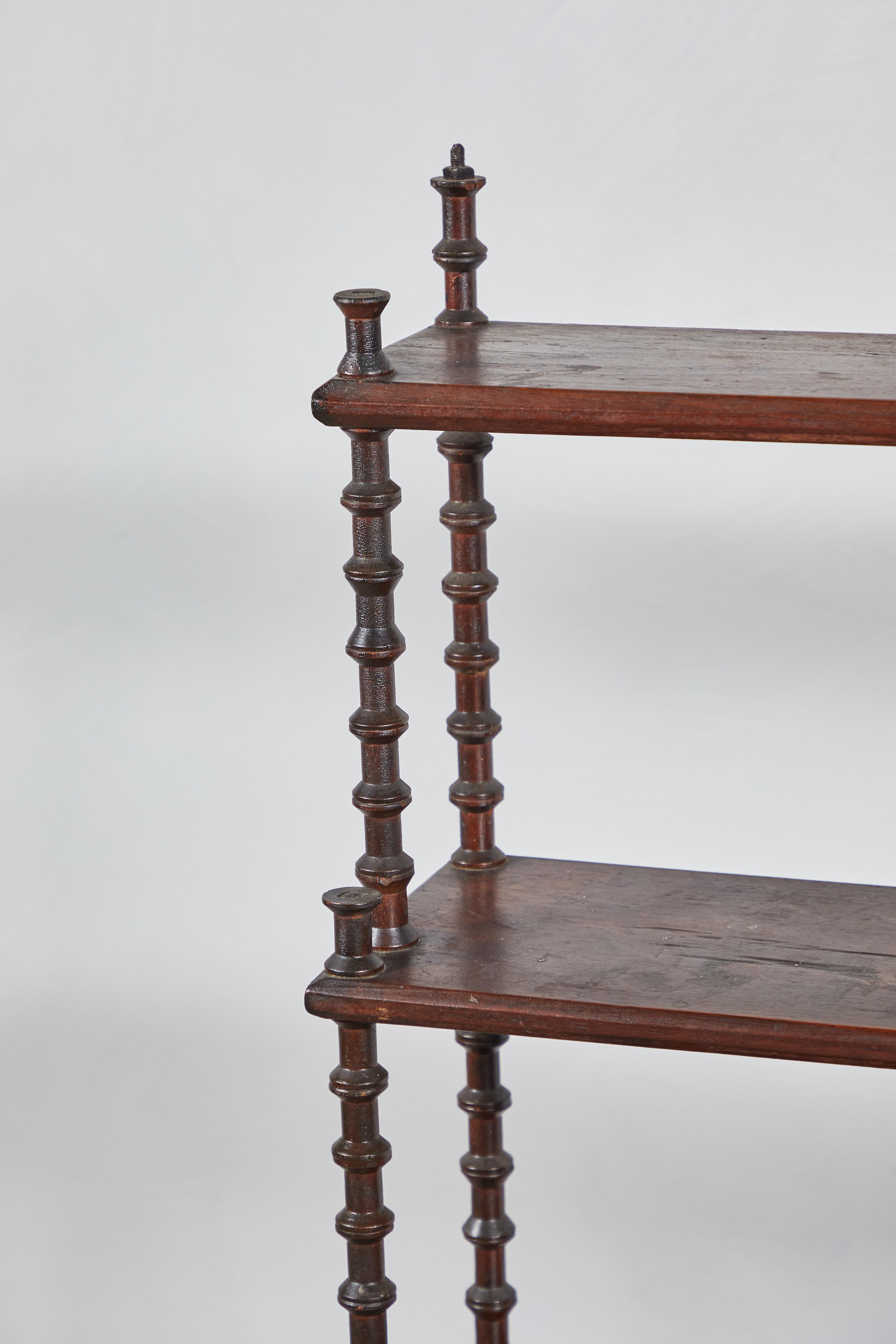 19th Century Early American Five-Tiered Step Spool Shelf