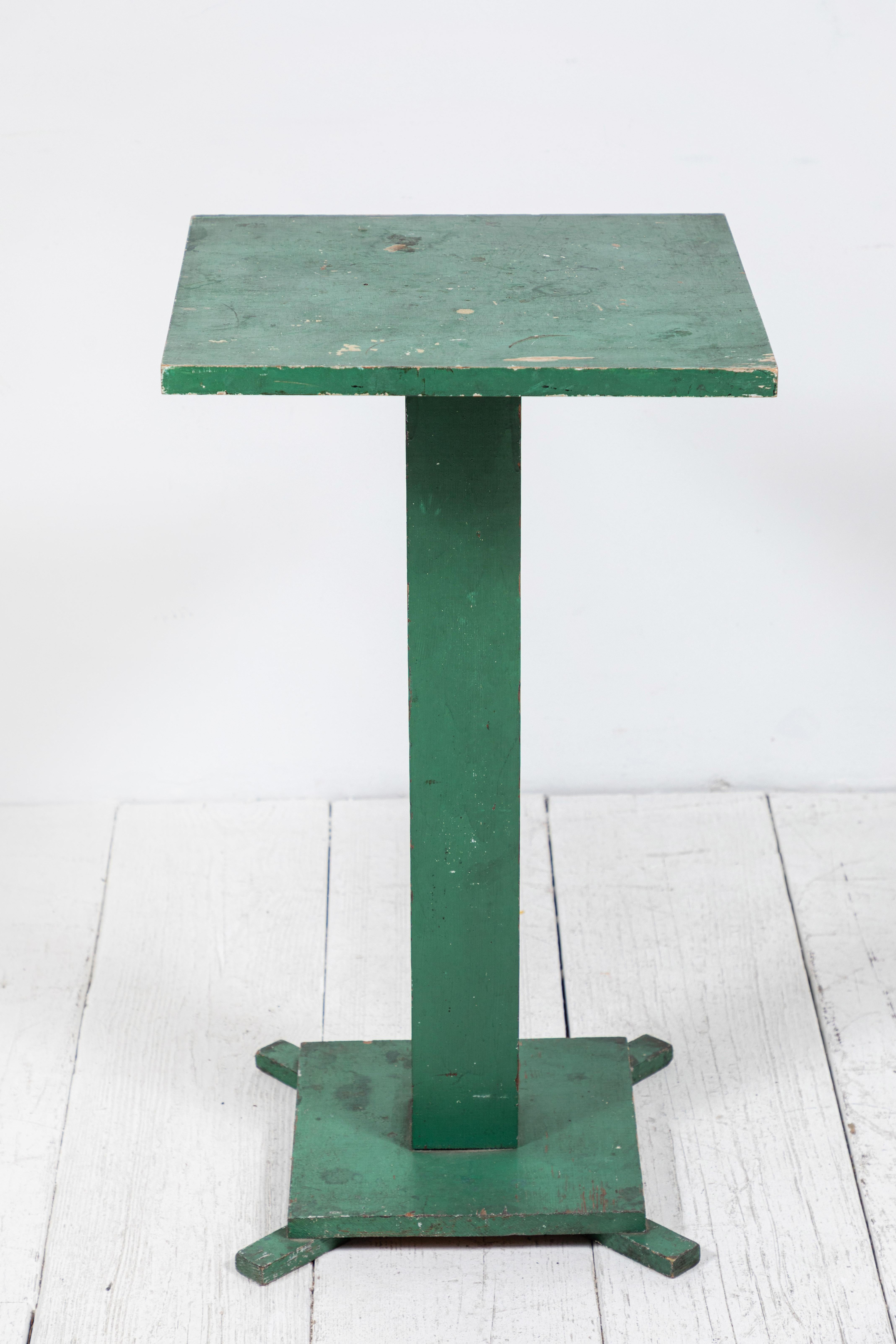 Early American Green Painted Pedestal Table  1