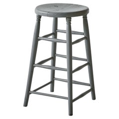 Early American Grey Painted Stool