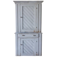 Antique Early American Hutch with Diagonal Planking