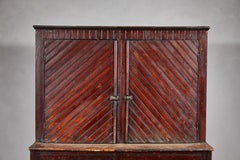 Early American Hutch with Diagonal Slatted Wood Paneling