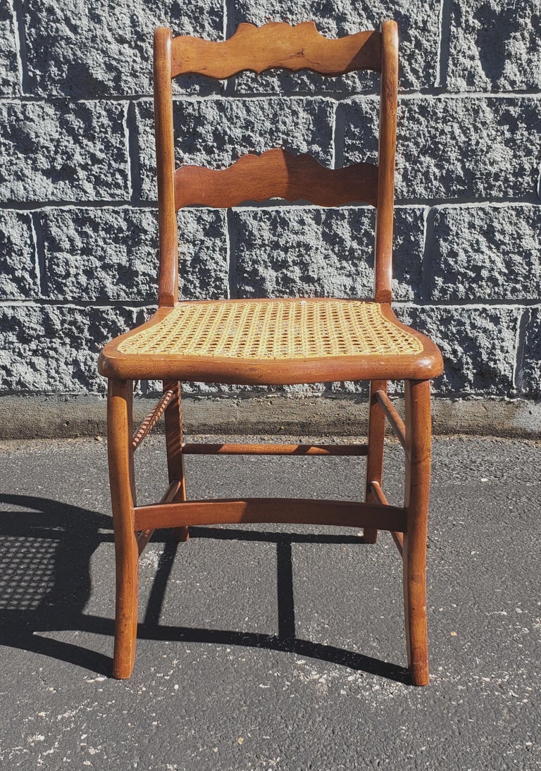 Early American Ladder Back Maple and Cane Seat Chairs, a Pair, circa