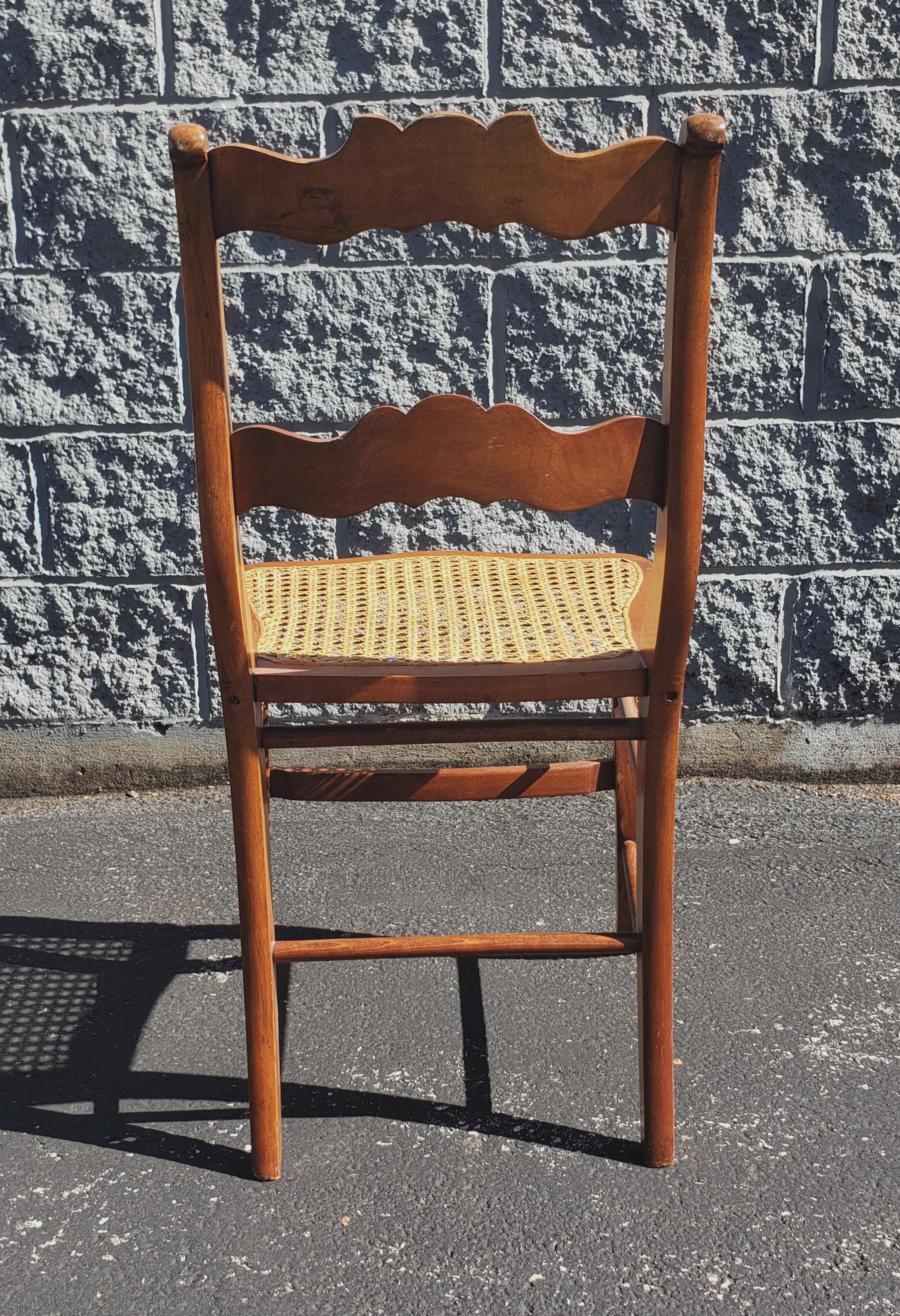 Victorian Early American Ladder Back Maple and Cane Seat Chairs, a Pair, circa 1880s For Sale
