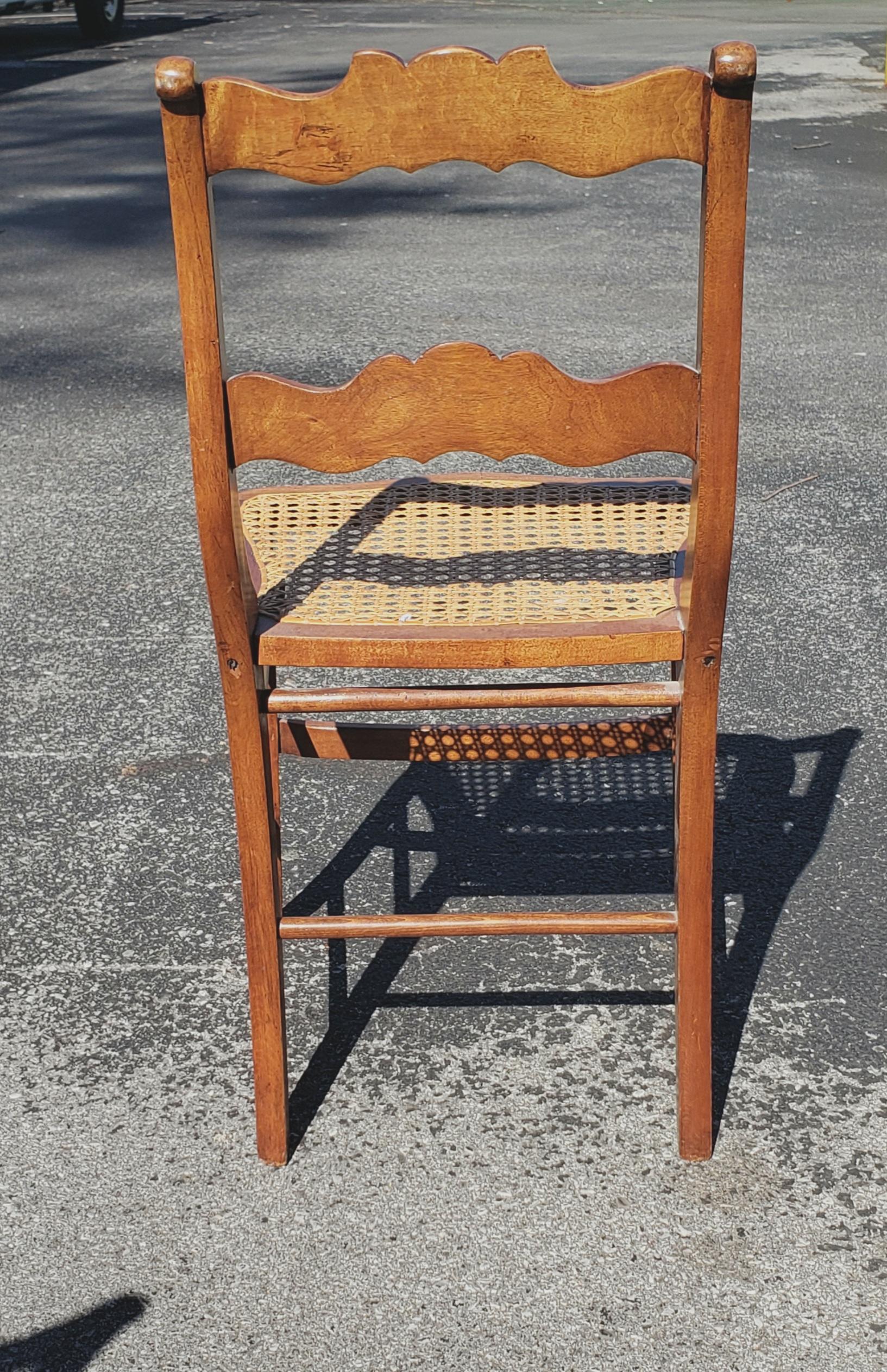 19th Century Early American Ladder Back Maple and Cane Seat Chairs, a Pair, circa 1880s For Sale