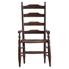 Antique Early American Ladderback Rush Chair