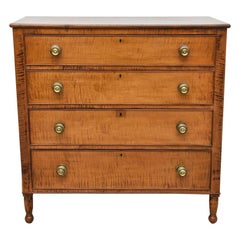 Antique Early American Maple and Cherry Sheraton Chest of Drawers