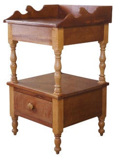 Early American Maple & Cherry Two Tier Side Accent Table Dry Sink Washstand