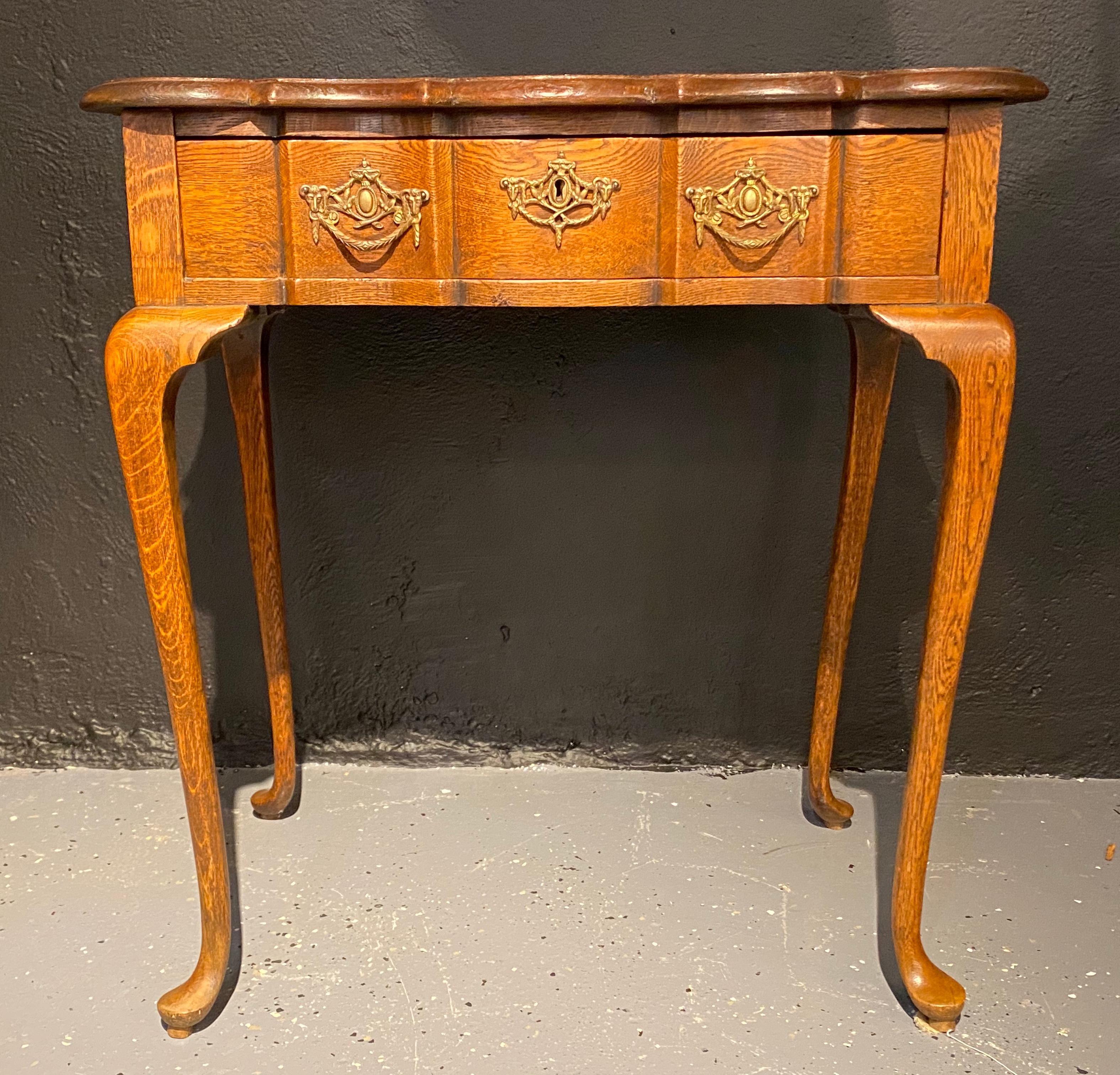 American Colonial Early American Nightstand End Table Single Drawer Oak