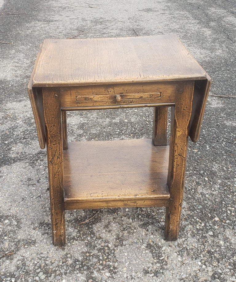 Early American Oak DropLeaf Side Table with PullOut Tray, circa 1890s