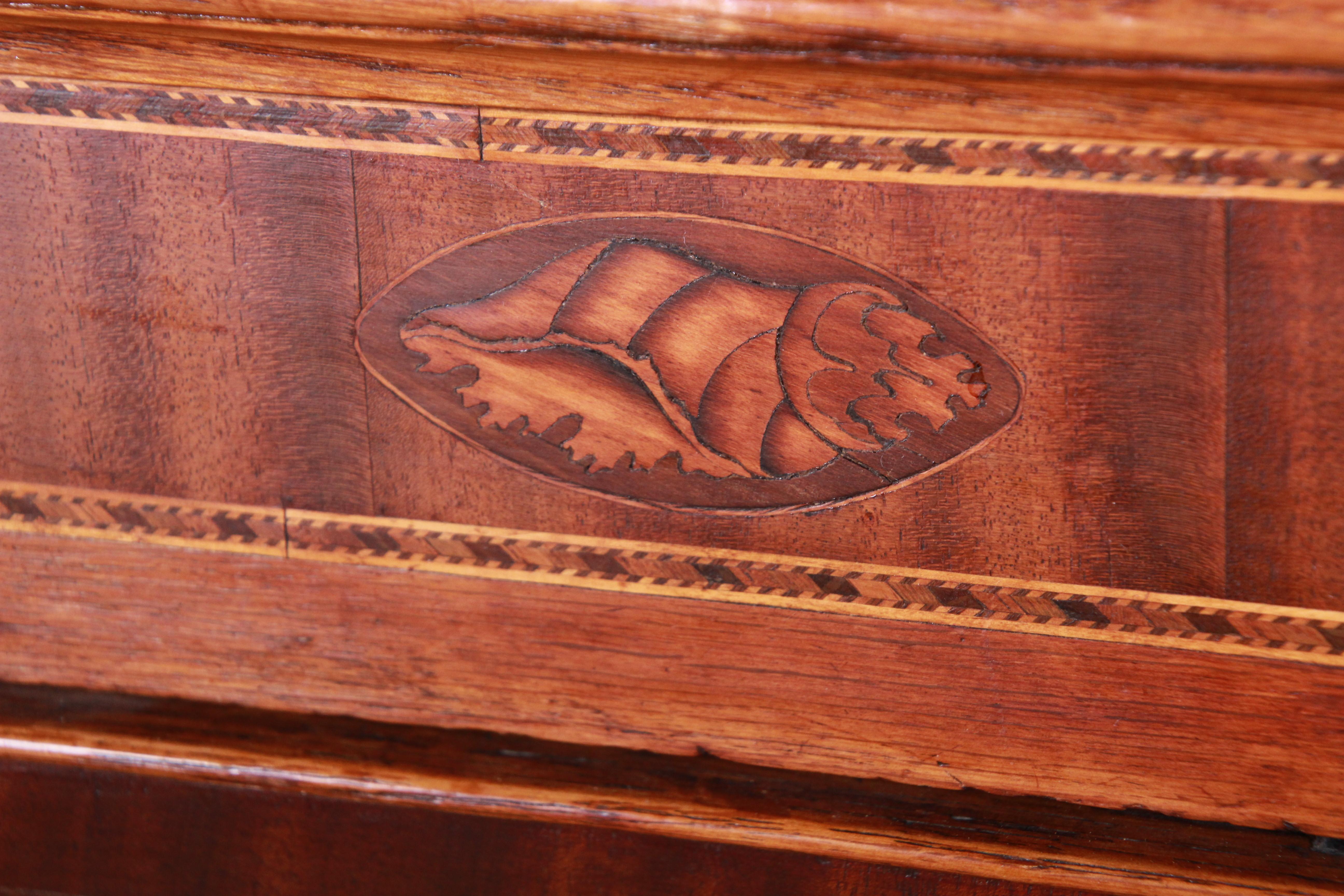 19th Century Early American Oak, Inlaid Mahogany, and Bone Inlay Chest of Drawers, circa 1820