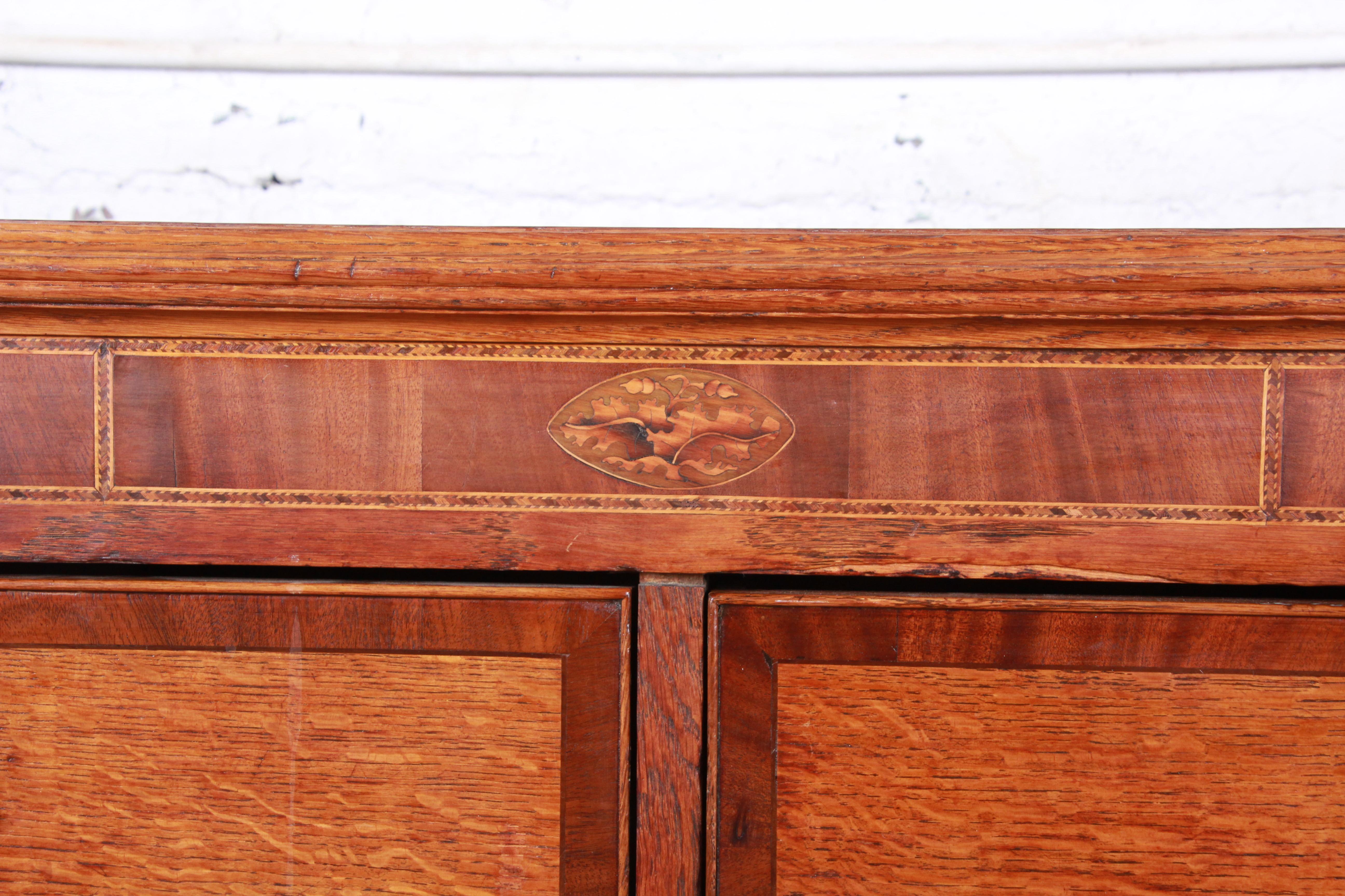 Early American Oak, Inlaid Mahogany, and Bone Inlay Chest of Drawers, circa 1820 1