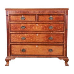 Early American Oak, Inlaid Mahogany, and Bone Inlay Chest of Drawers, circa 1820