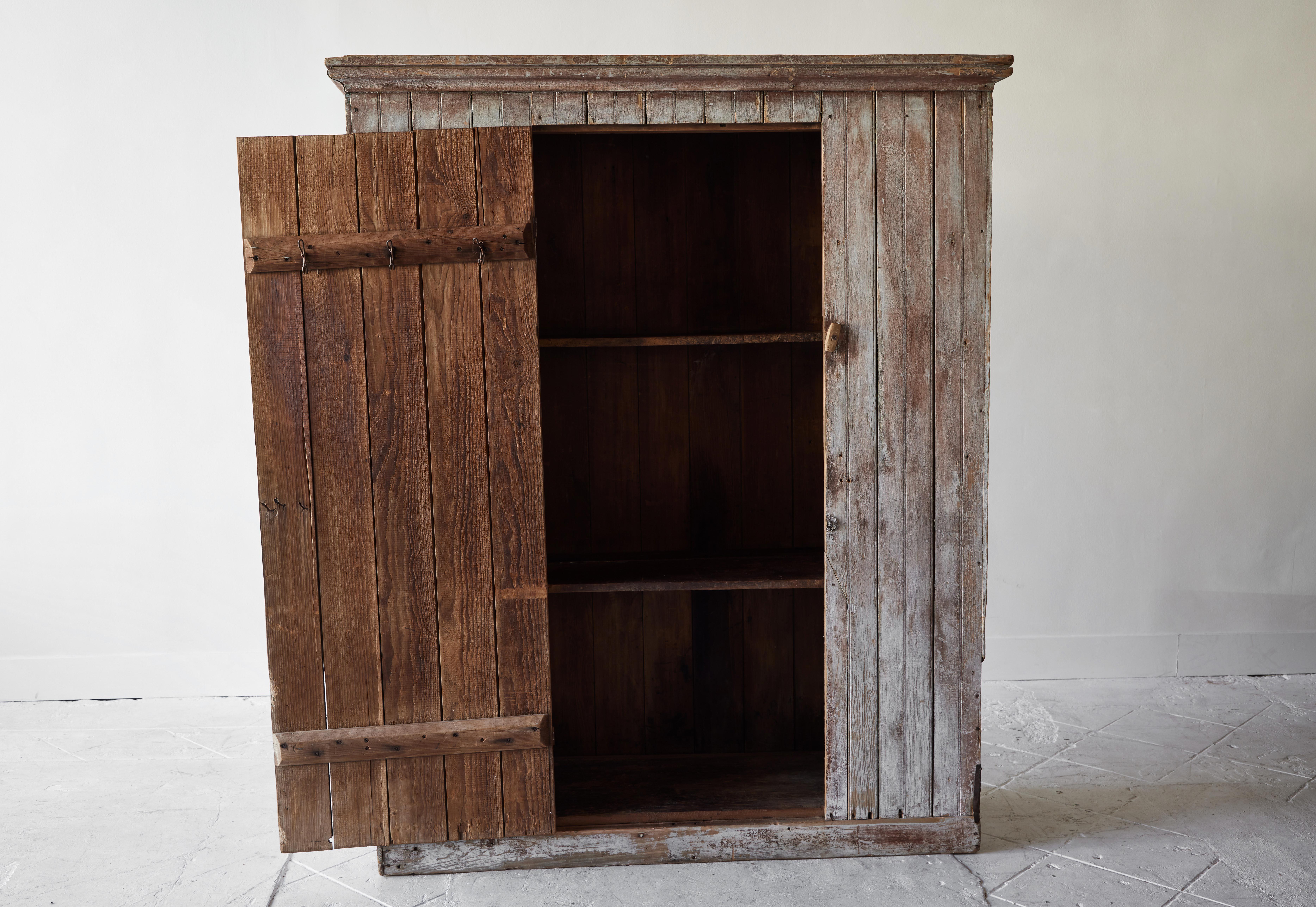Wood Early American Painted Single Door Country Cupboard
