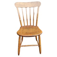 Vintage Early American Patinated Maple Plank  Side Chair, Circa Early 20th Century