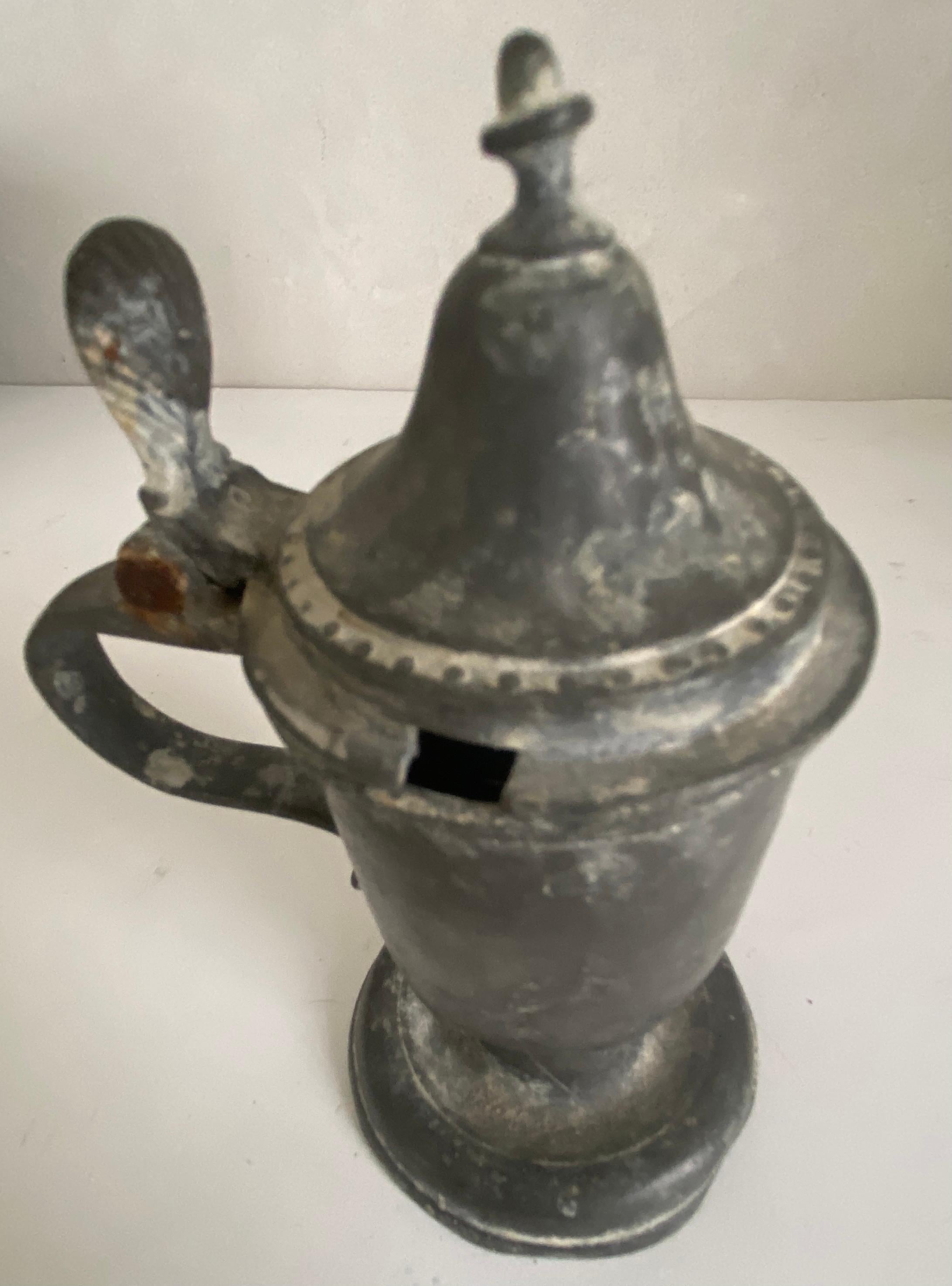 19th Century Early American Pewter Mustard Pot For Sale