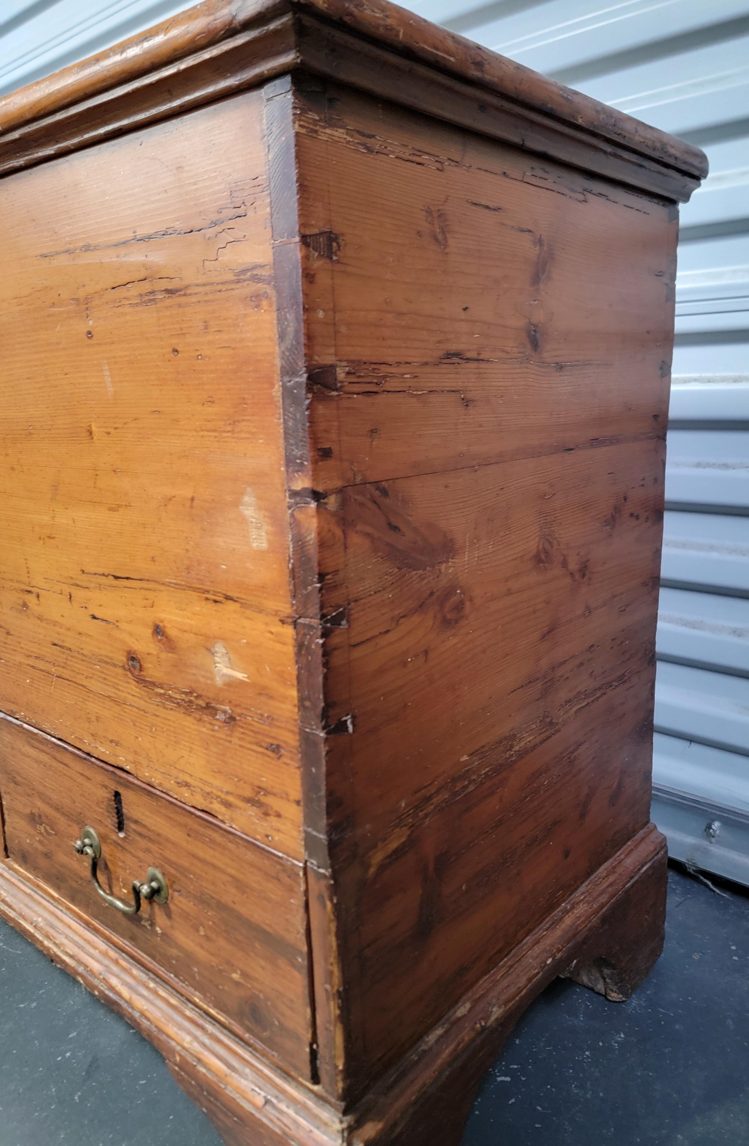 Primitive Early American Pine Blanket Chest / Trunk For Sale