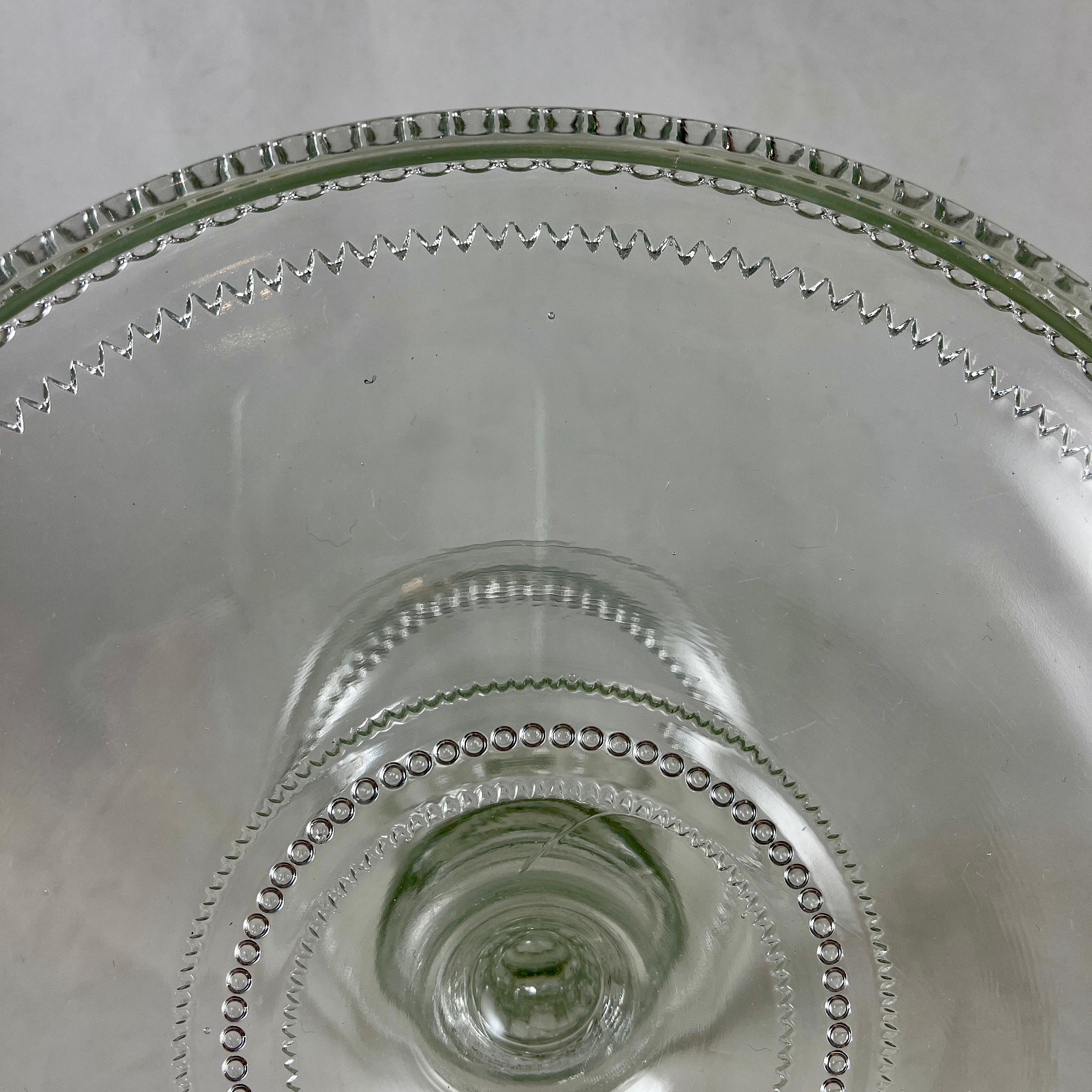 Early American Pressed Nonflint Colorless Glass Beaded Cake Stand 4