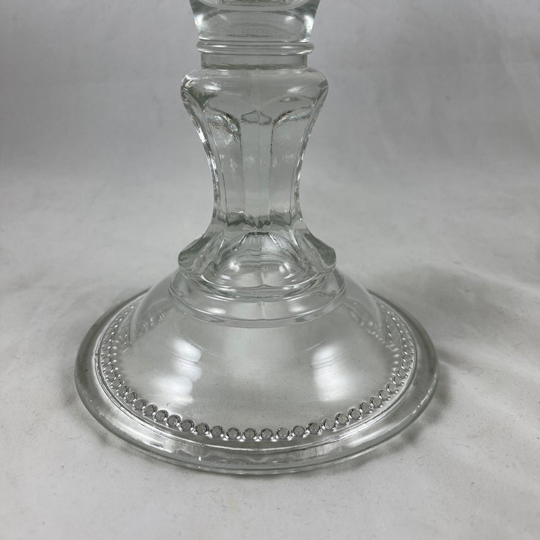 Early American Pressed Nonflint Colorless Glass Beaded Cake Stand at ...