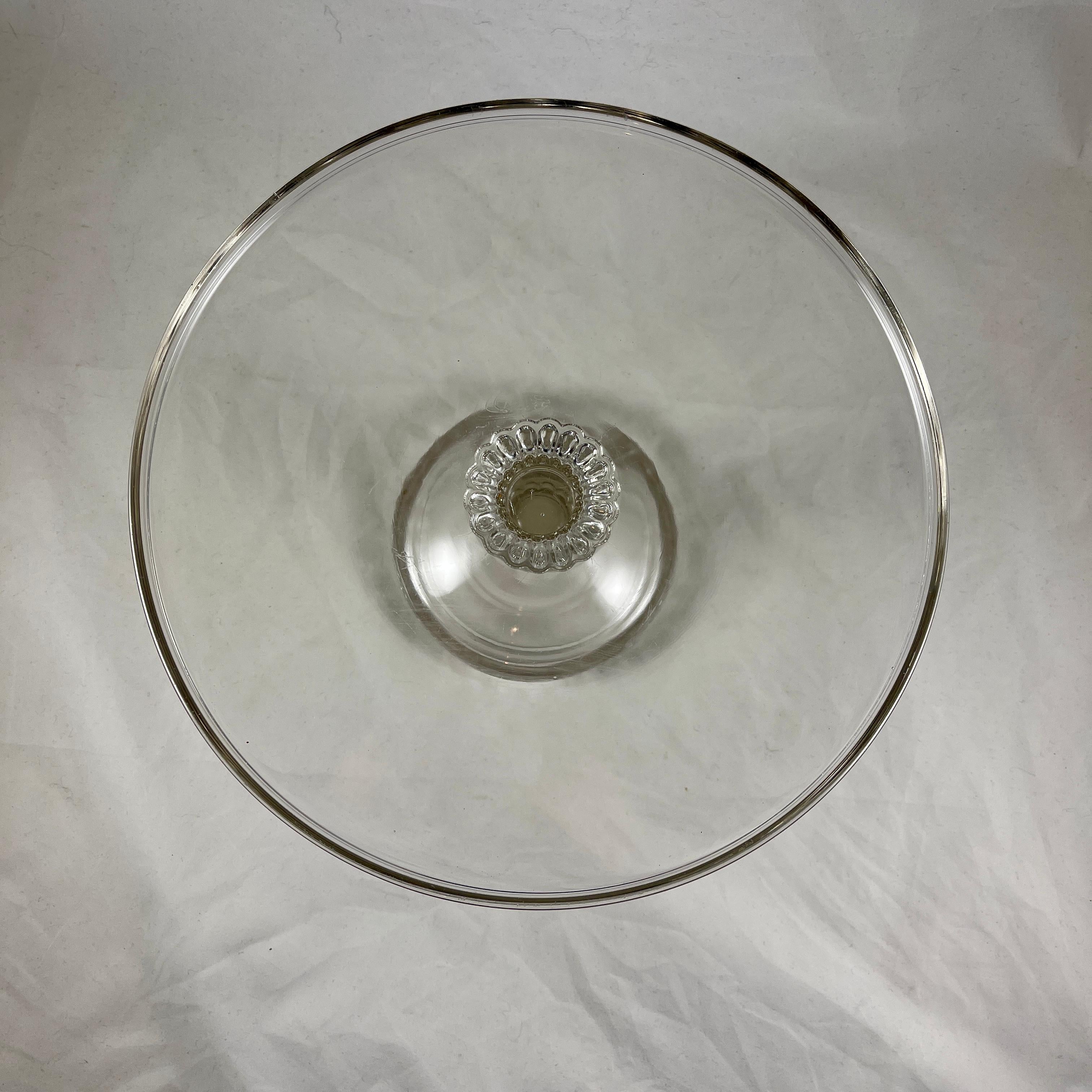 Early American Pressed Nonflint Colorless Glass Tall Paneled Cake Stand 5