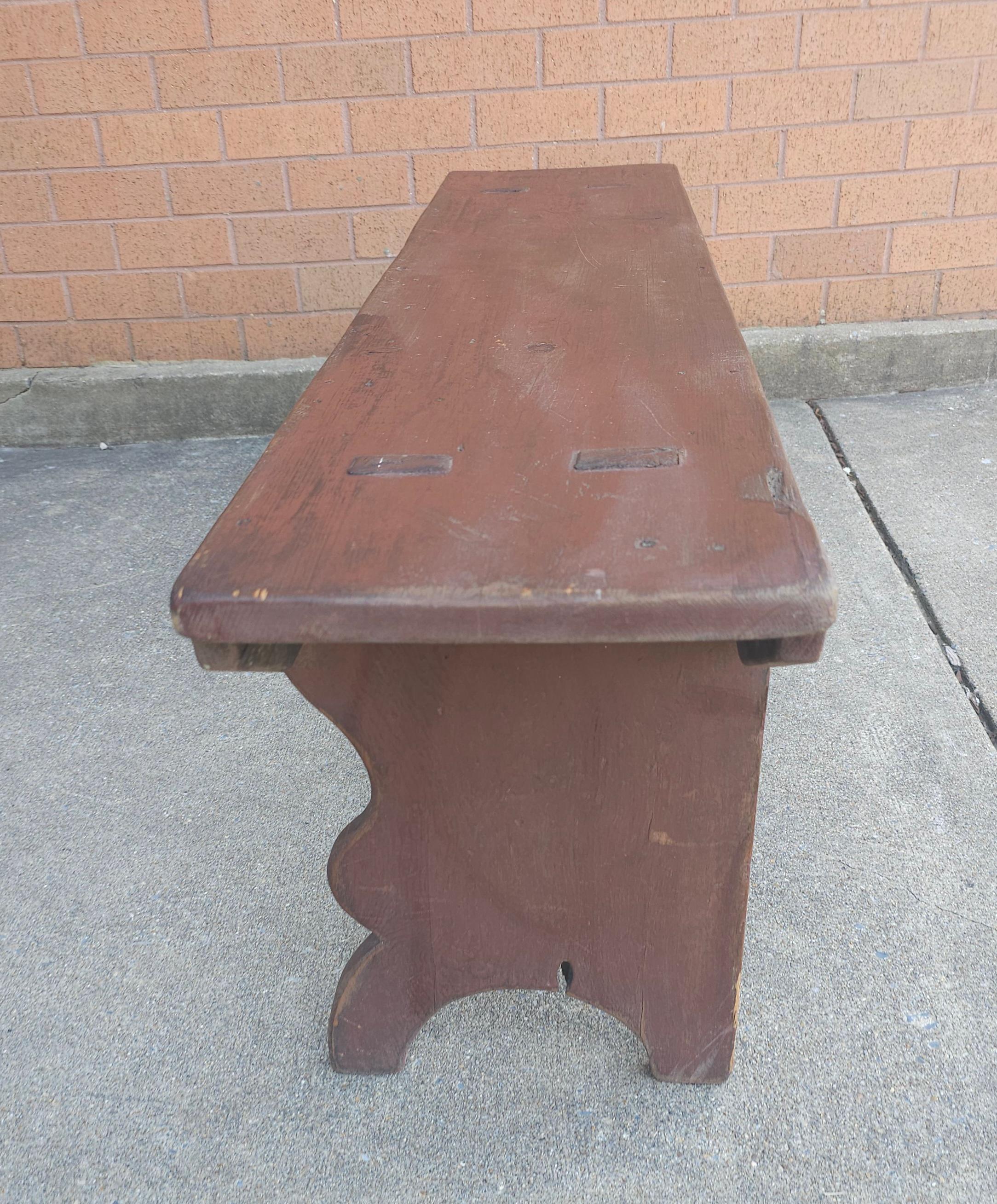 Stained Early American Primitive Bench For Sale