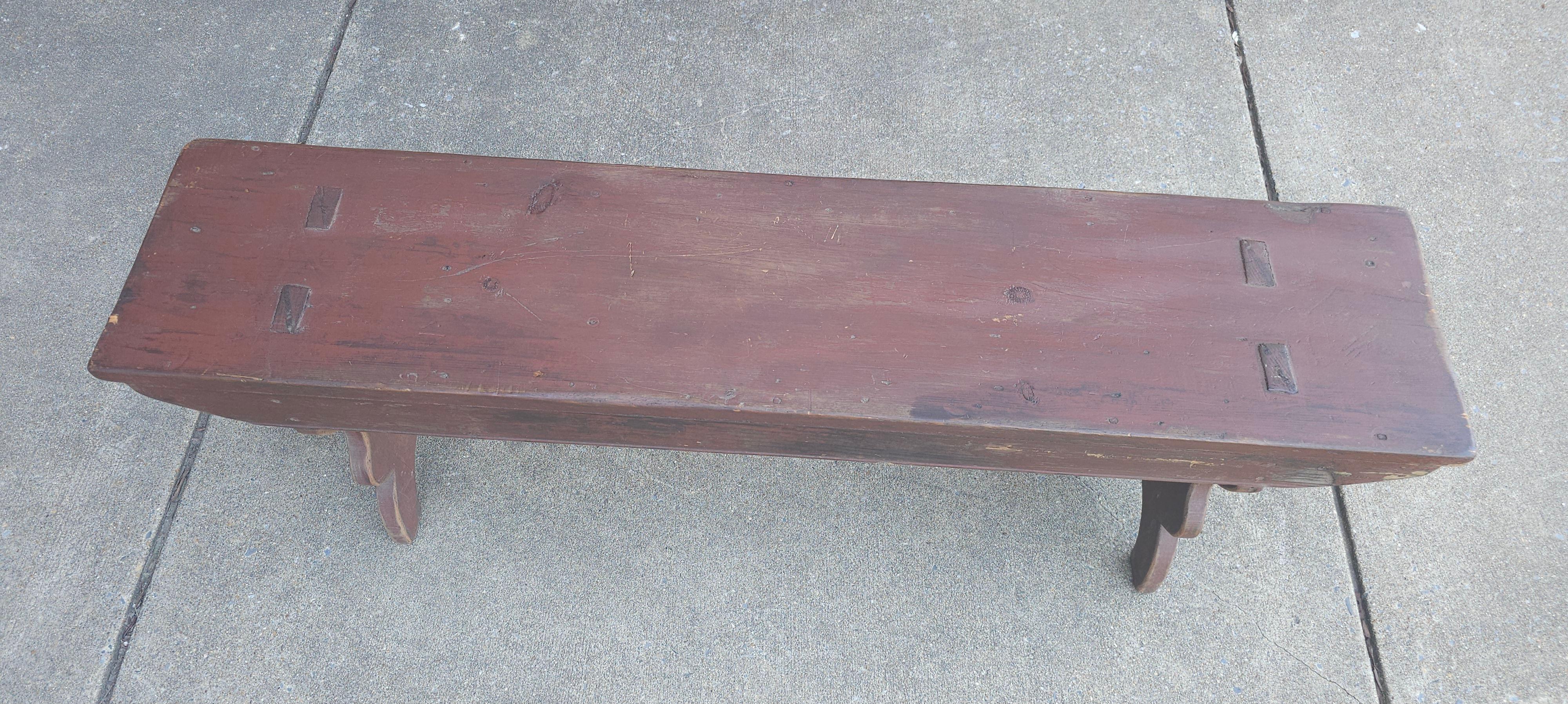 Hardwood Early American Primitive Bench For Sale