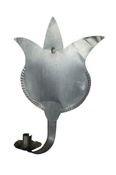 Aplique de pared de estaño primitivo americano antiguo Portavelas de granja Tulipán