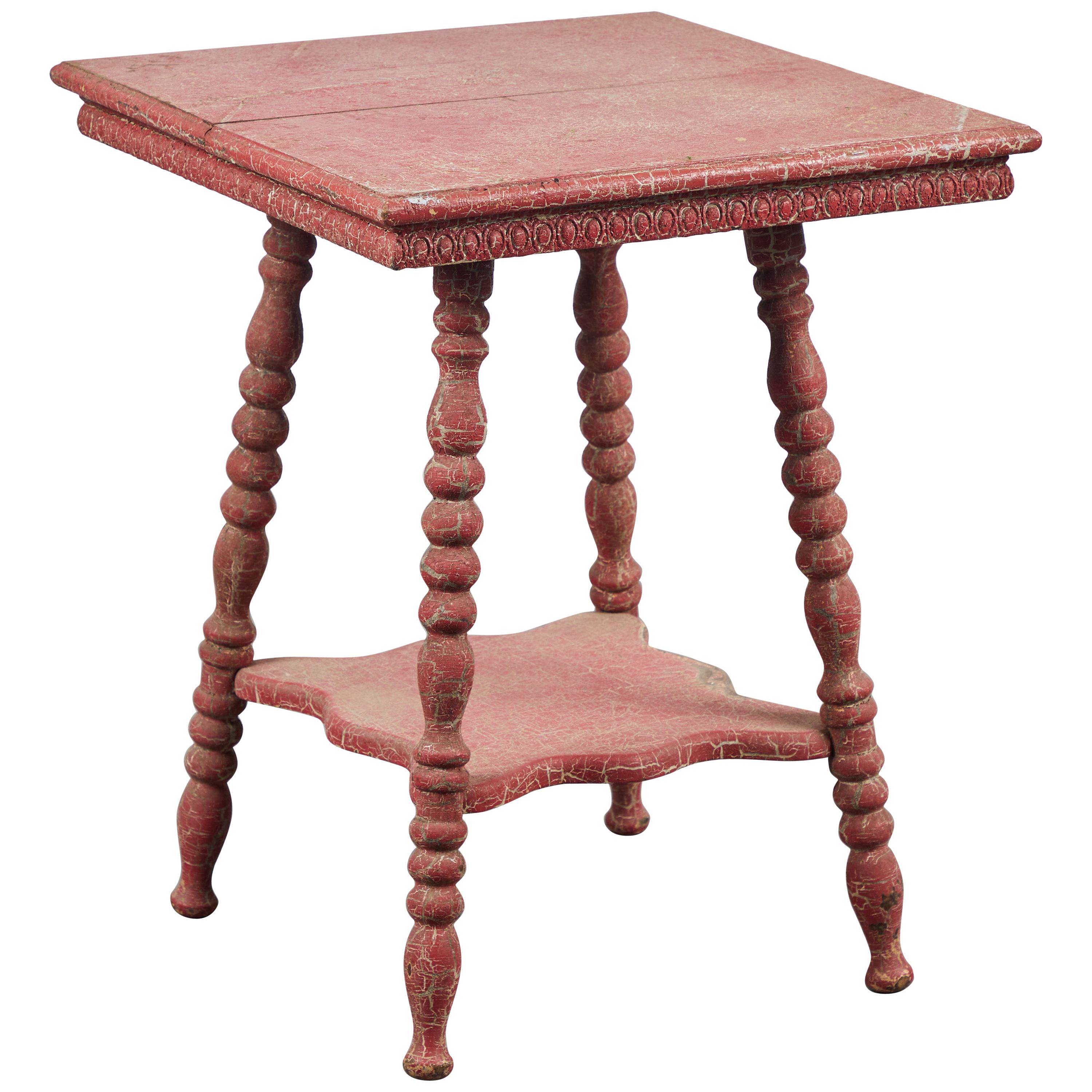 Early American Red Painted Side Table