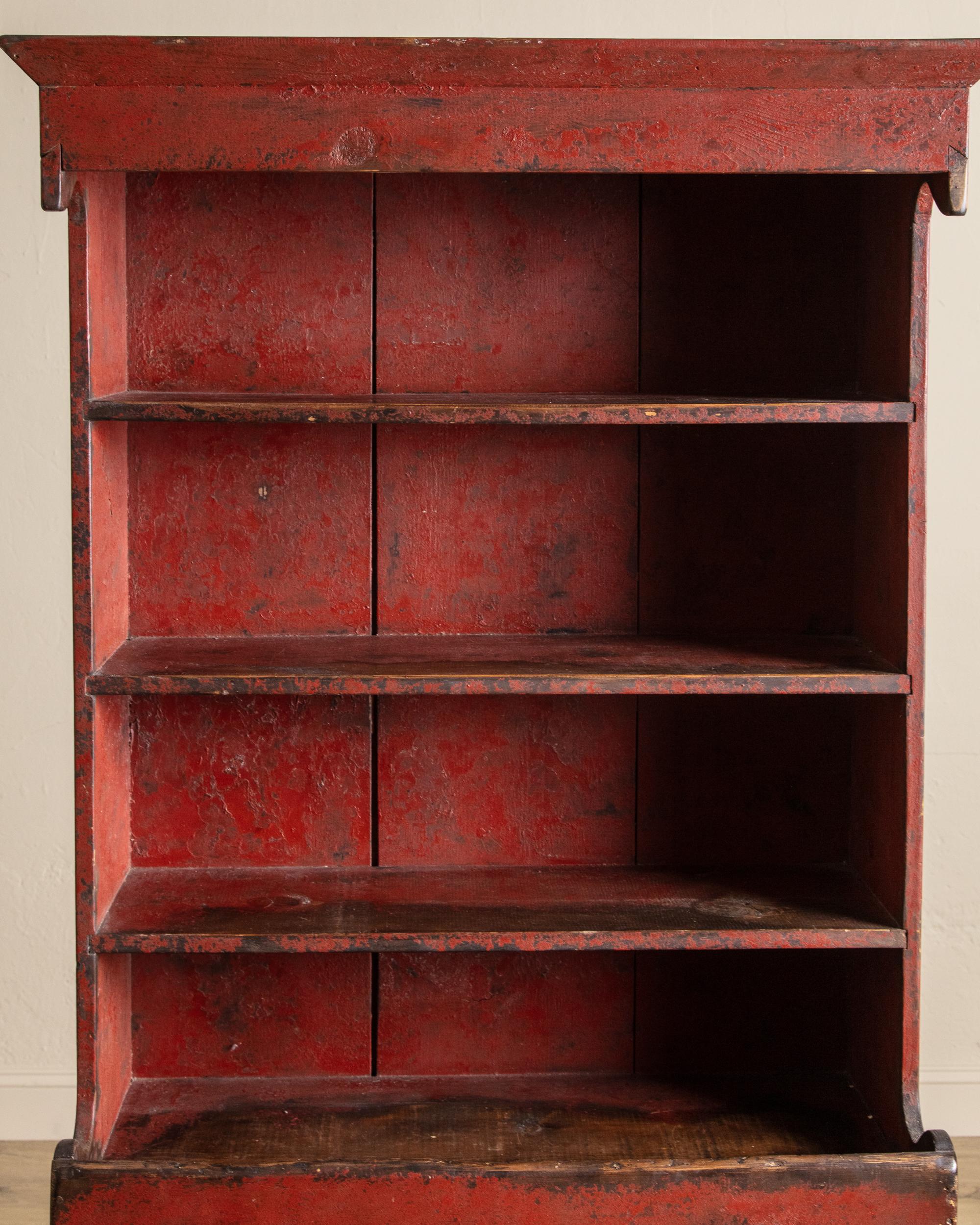 Ancienne armoire américaine peinte en rouge, 19e siècle en vente 5