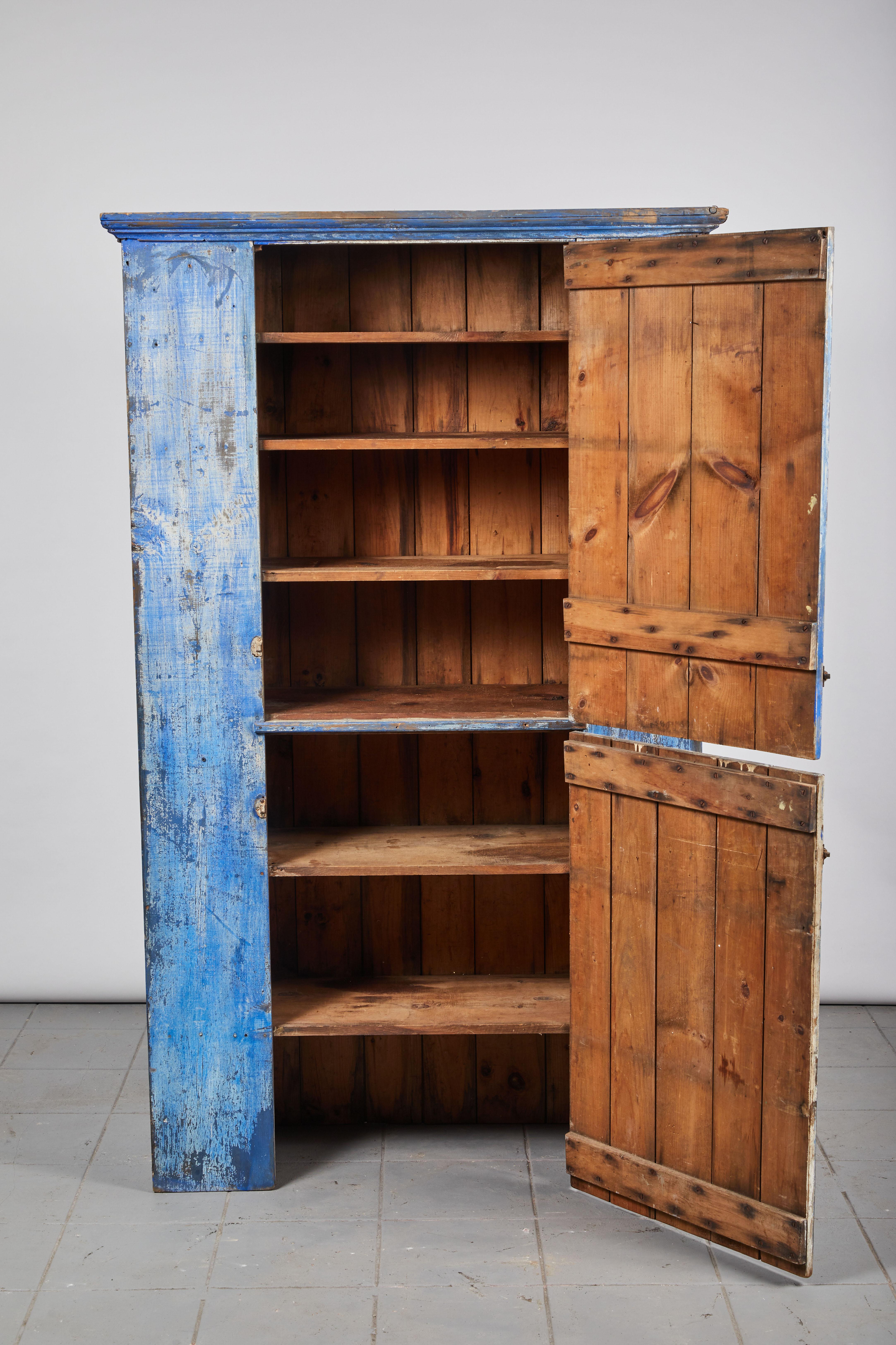 Early American Rustic Cobalt Blue Two-Door Cabinet 1