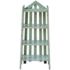 Early American Rustic Painted Green Arts & Crafts Shelf