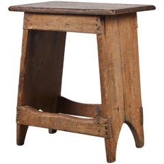 Early American Rustic Rectangular Wooden Stool