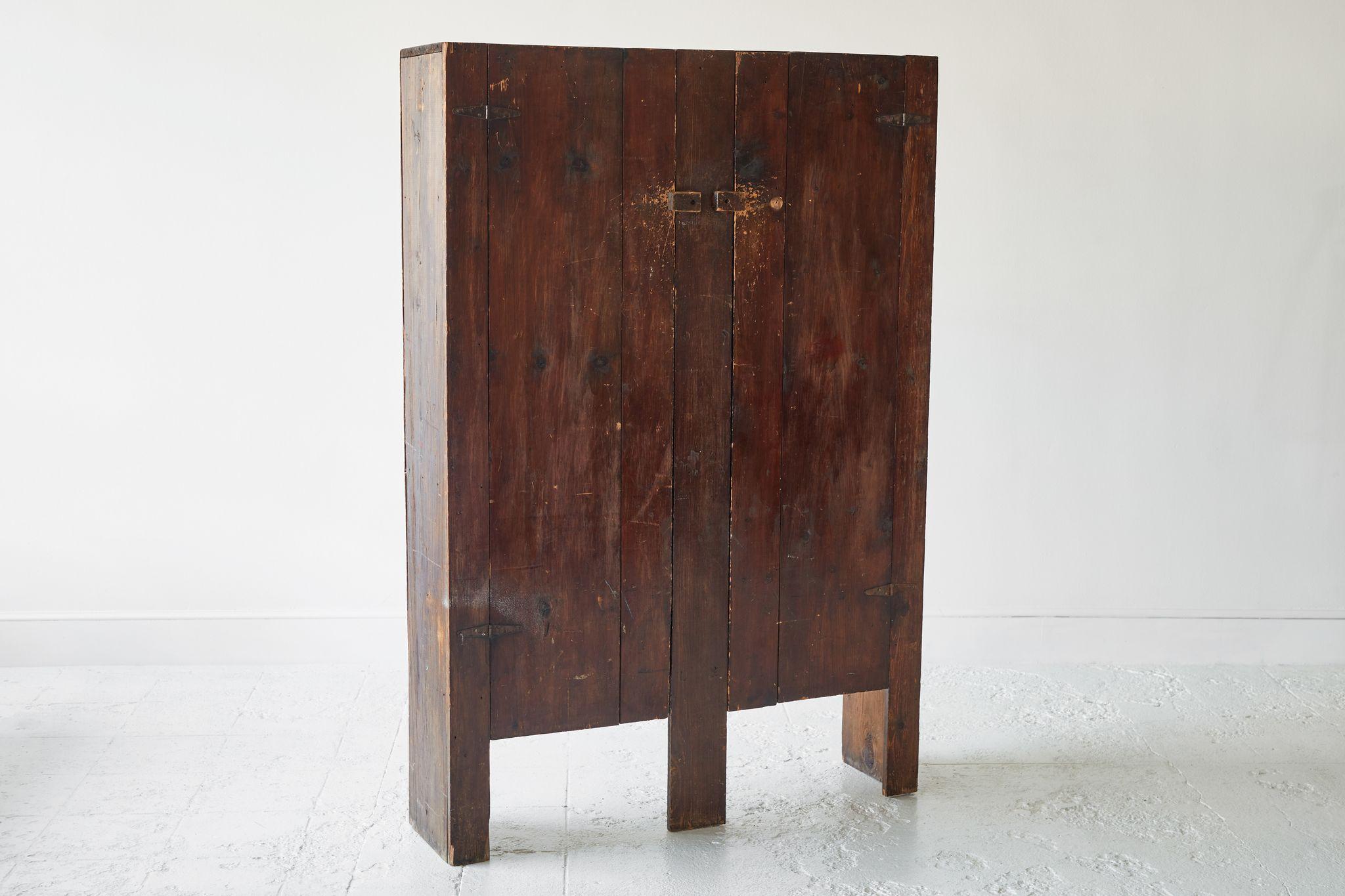 20th Century Early American Rustic Slatted Two-Door Cabinet