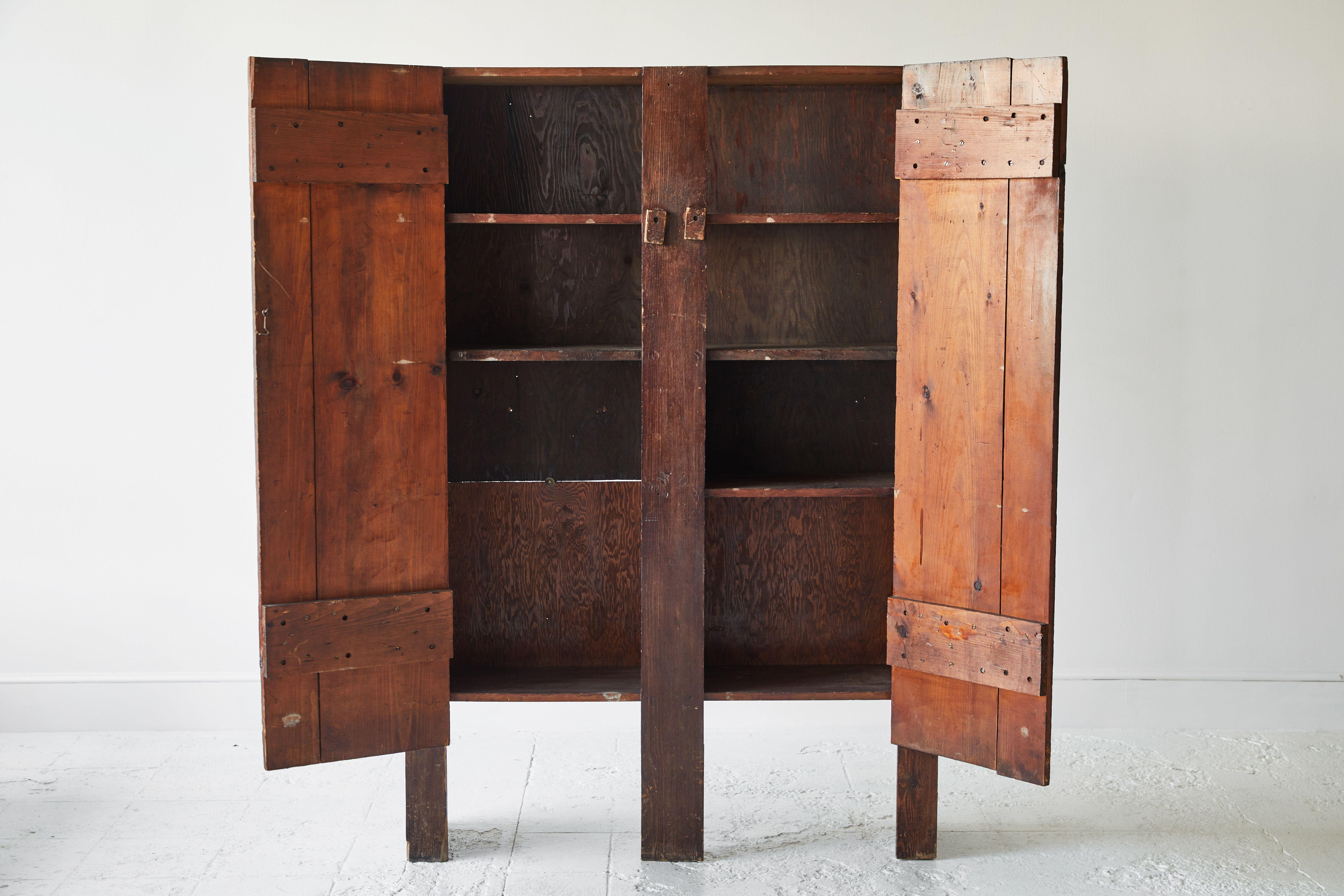 Early American Rustic Slatted Two-Door Cabinet 1