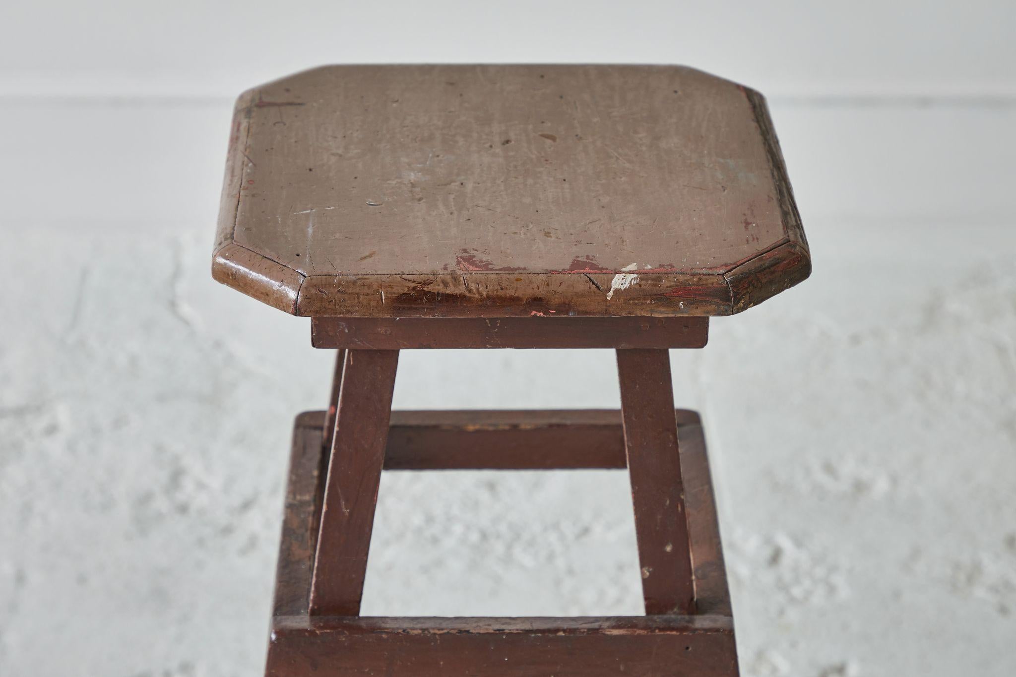 Early American Rustic Squared Stool 1