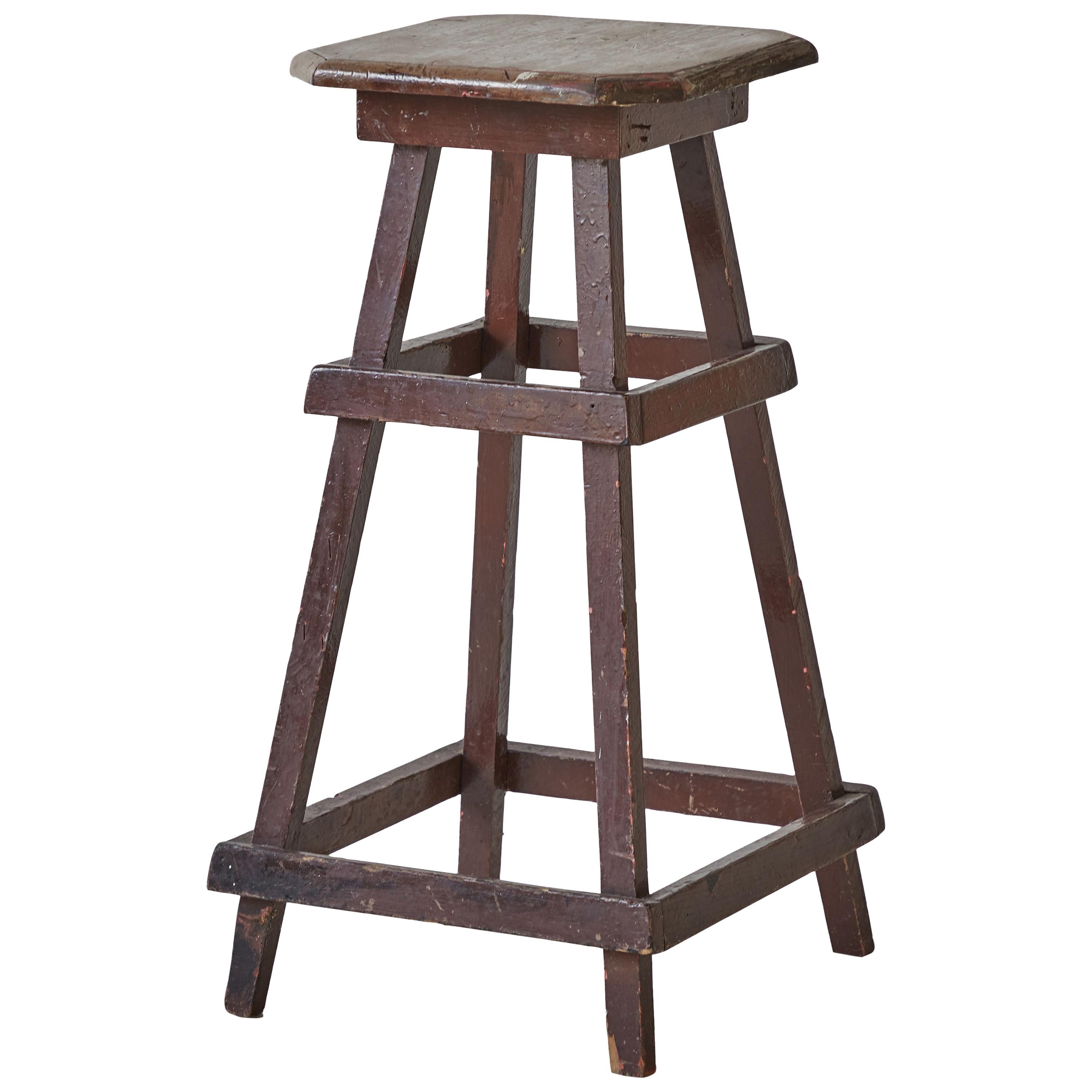 Early American Rustic Squared Stool