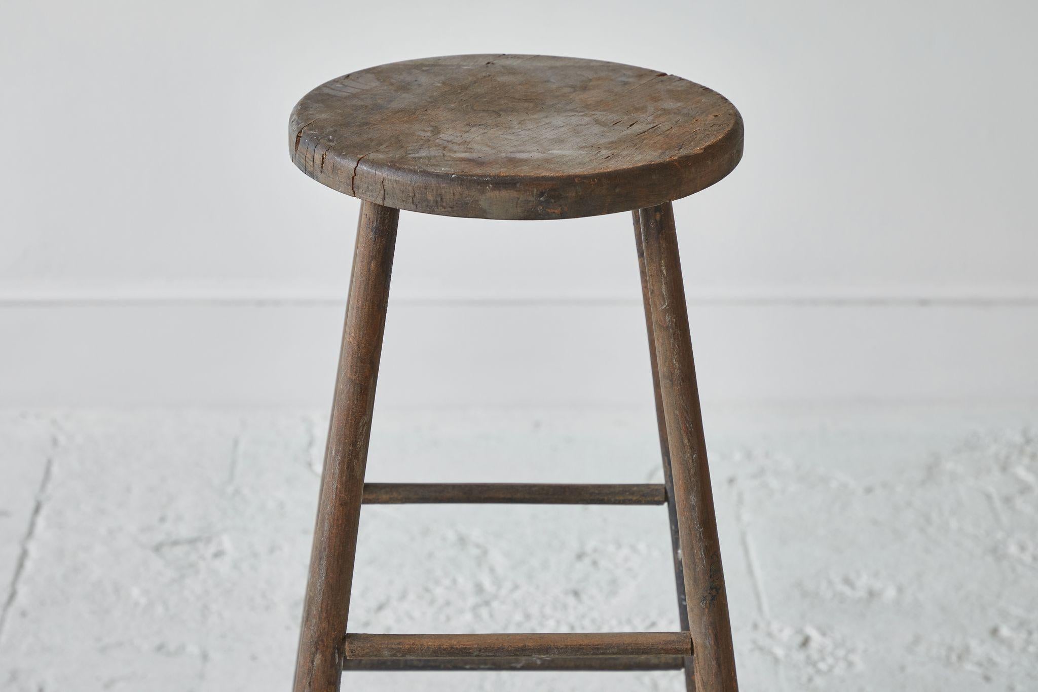 20th Century Early American Rustic Tall Stool