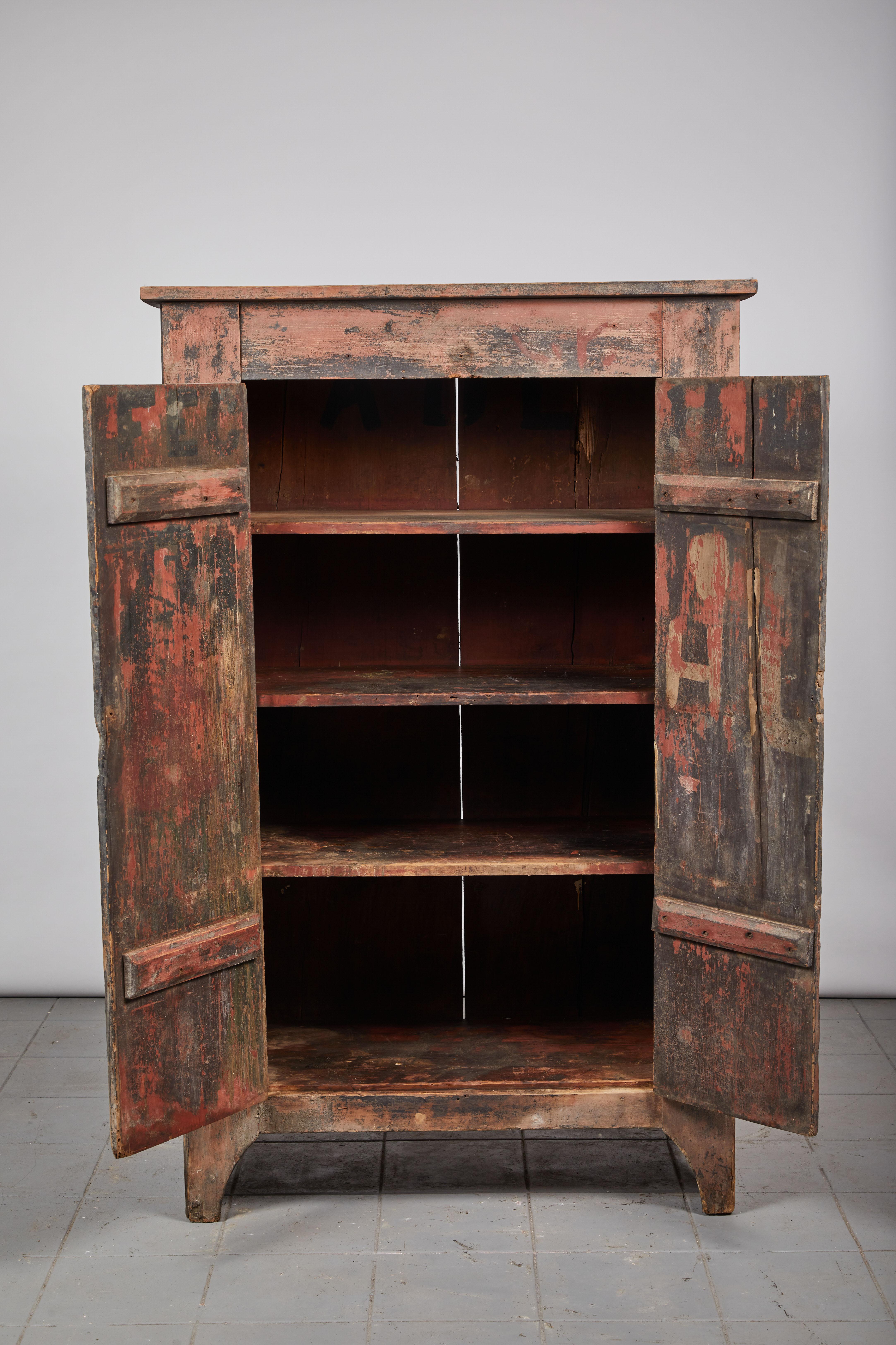 19th Century Early American Rustic Two-Door Cabinet