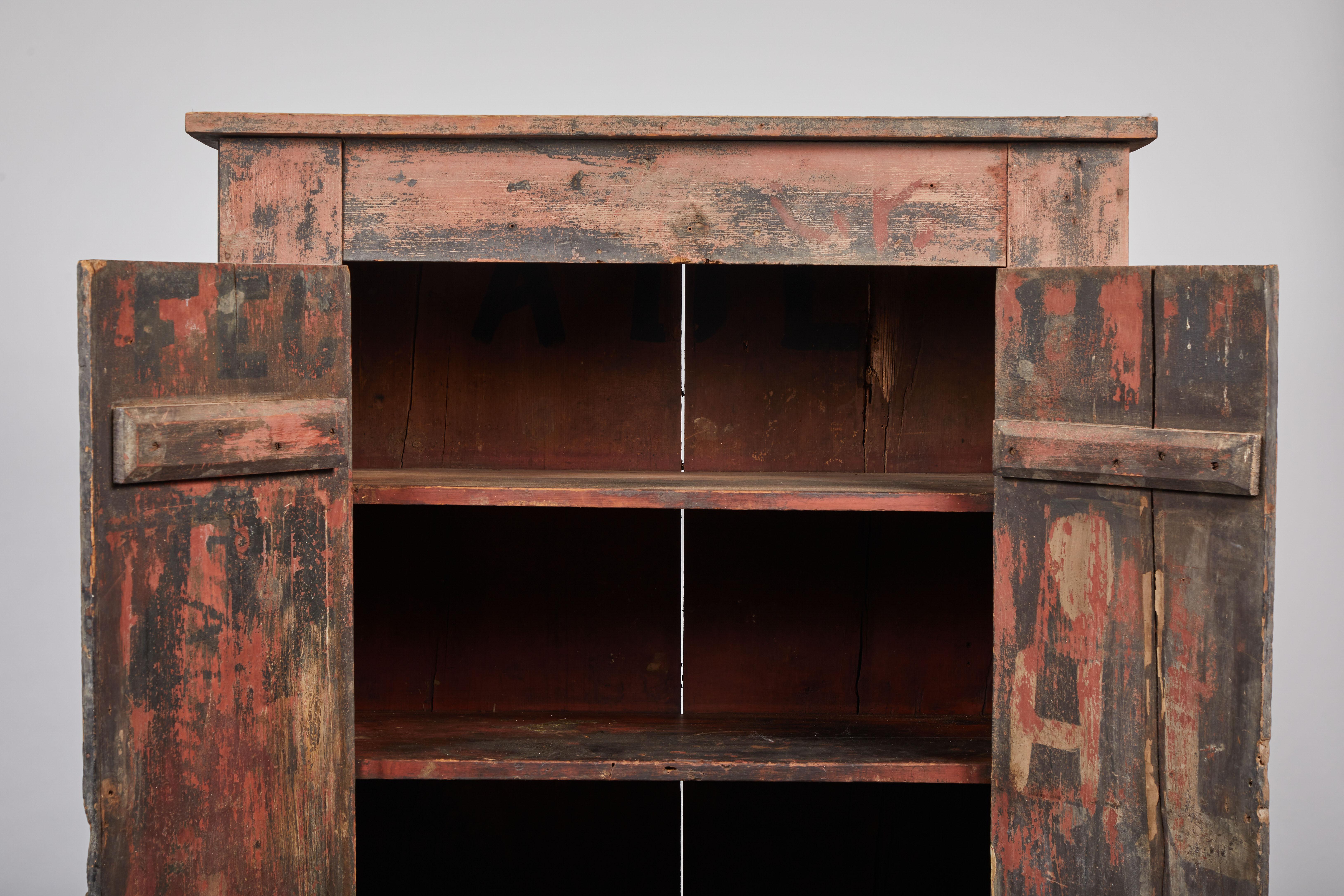 Wood Early American Rustic Two-Door Cabinet