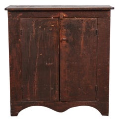 Antique Early American Rustic Two-Door Cabinet with Scalloped Bottom